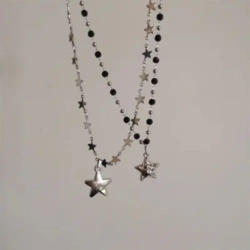 Jewelry Double Star Pendant Necklace Size ONE SIZE - 2 Thumbnail