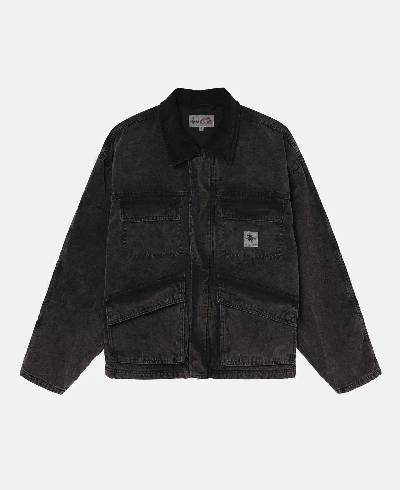 image of Stussy x Vintage Stüssy Washed Black Canvas Shop Jacket, Men's (Size Large)