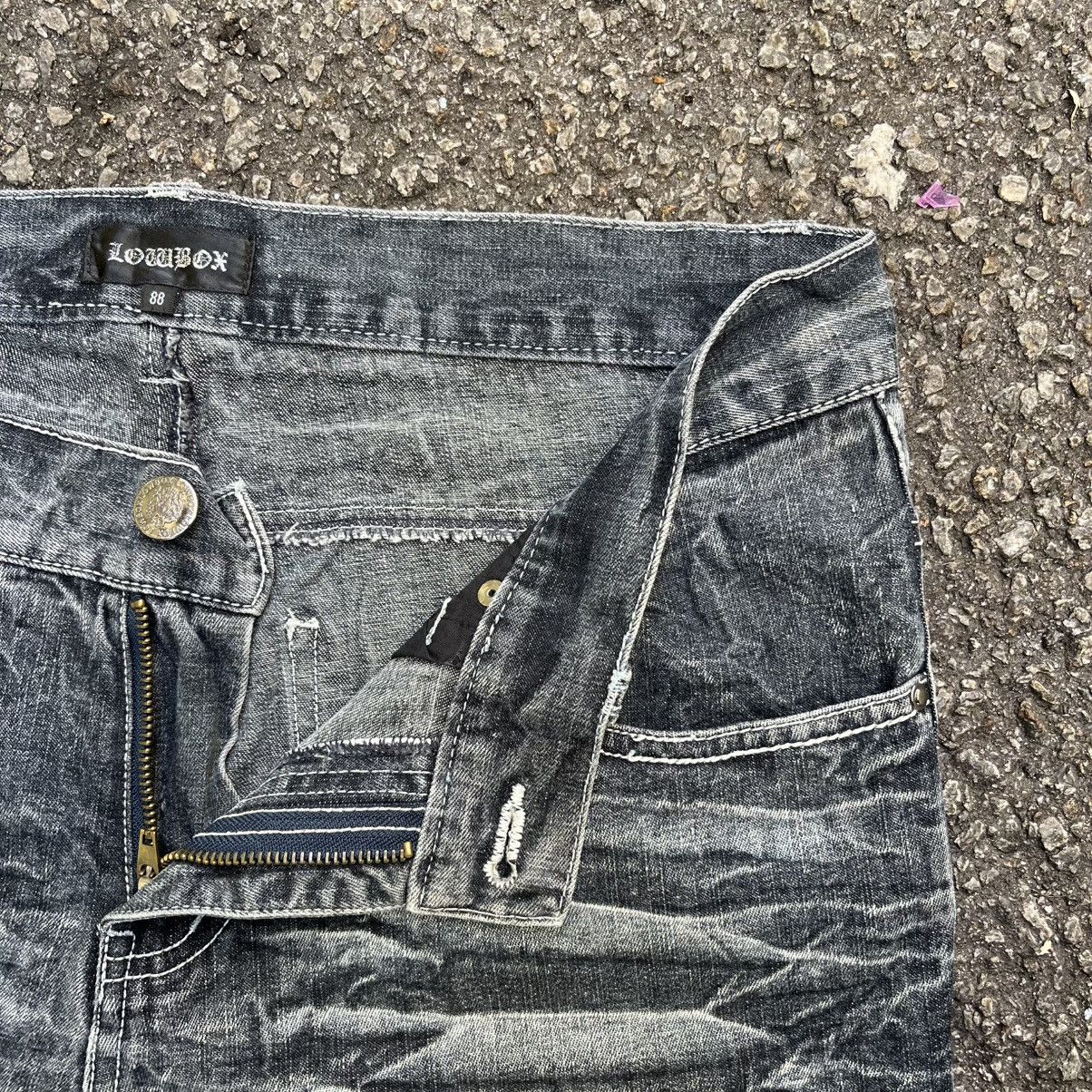 Japanese Brand Low Box Distressed Boro Acid Wash Slim Straight Jeans Punk Size US 32 / EU 48 - 7 Thumbnail