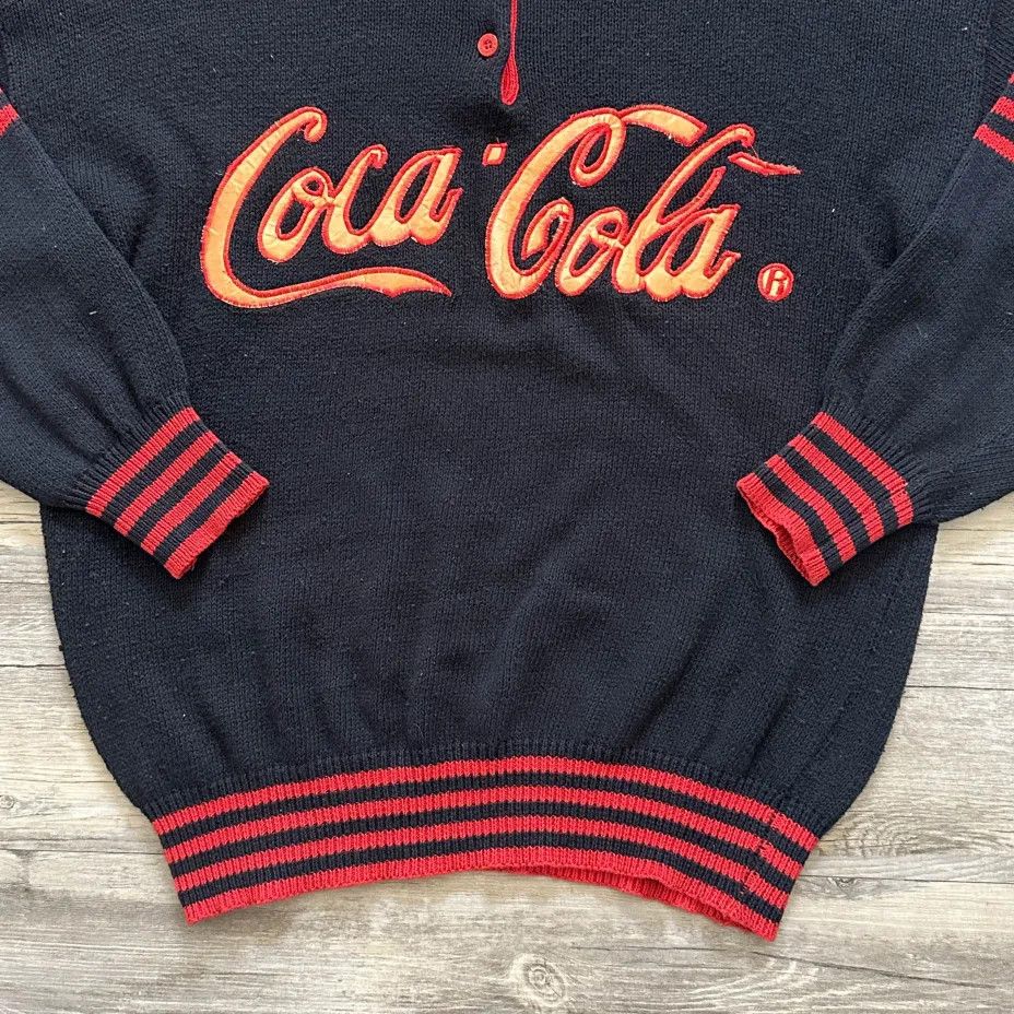Coca Cola Vintage 80s Coca-Cola Rugby Sweater Size Medium Size US M / EU 48-50 / 2 - 2 Thumbnail