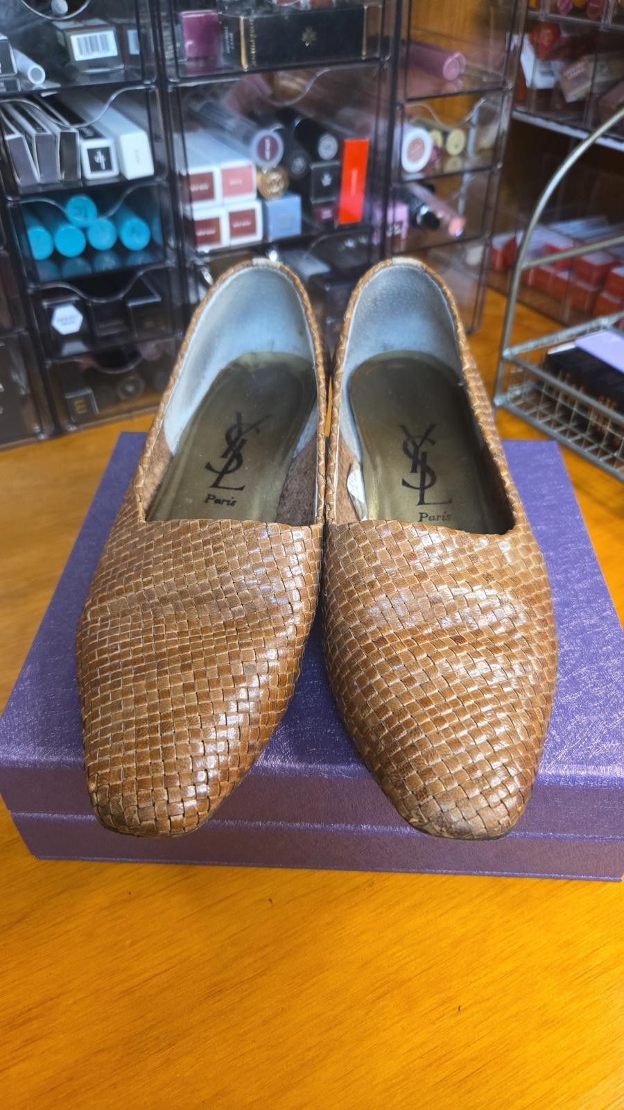 Other Saint Laurent Woven Leather Low‐Kitten Heel Pumps Size ONE SIZE - 1 Thumbnail