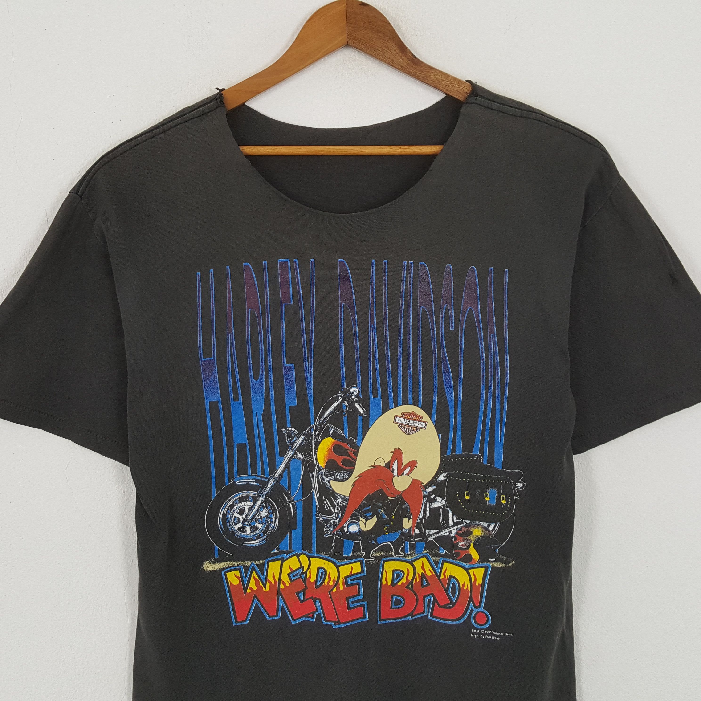 Harley Davidson × Vintage × Warner Bros Vintage 90's HARLEY DAVIDSON x Warner Bros Distressed Tees Size US L / EU 52-54 / 3 - 2 Thumbnail