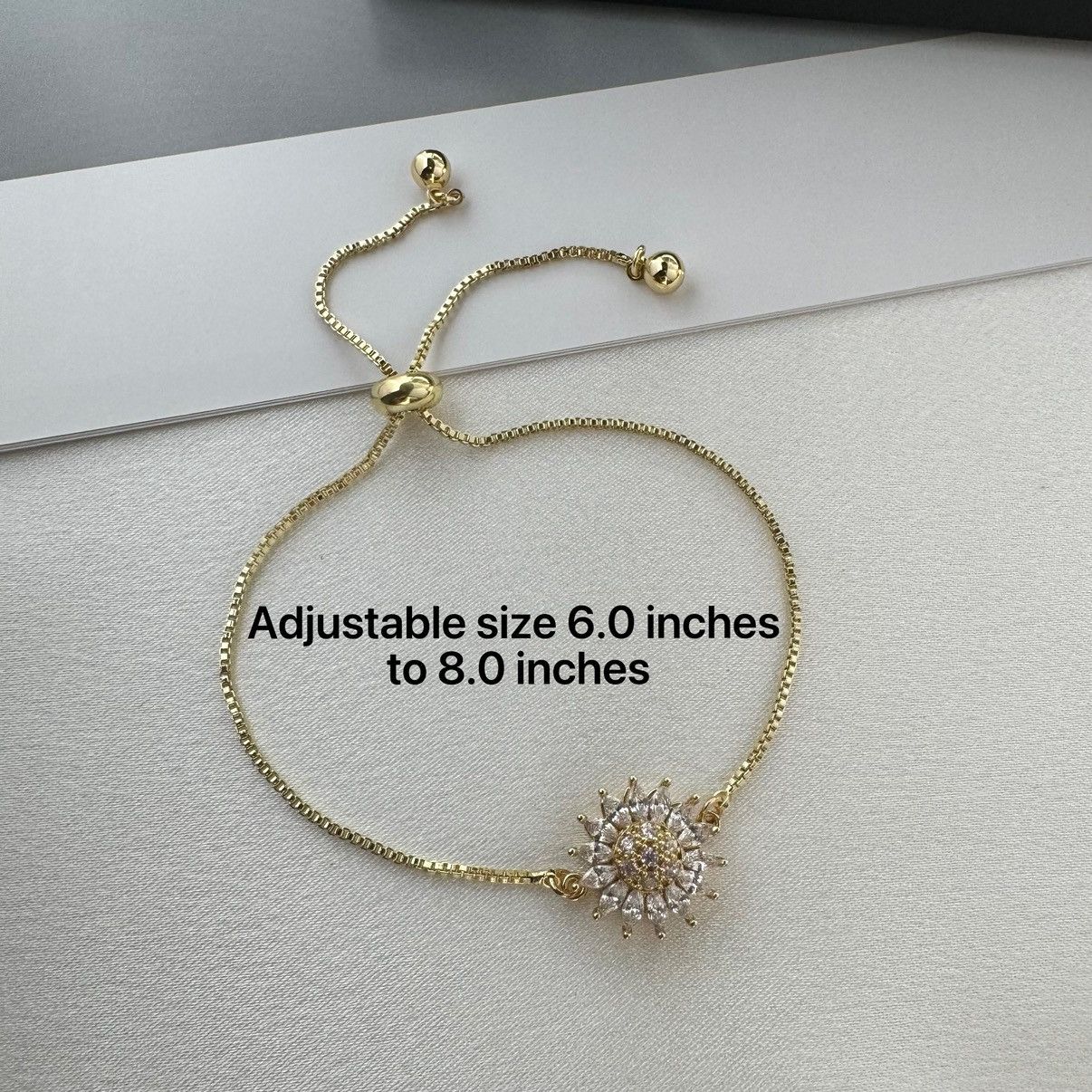 Other Adjustable CZ Flower Charm Bracelet for Women Size ONE SIZE - 2 Thumbnail