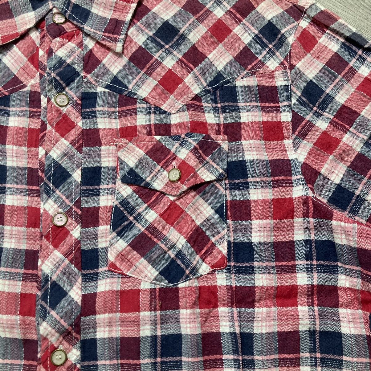 20471120 2000s Corn Flake Poem Logo Western Plaid Shirt Button Up Size US L / EU 52-54 / 3 - 9 Thumbnail
