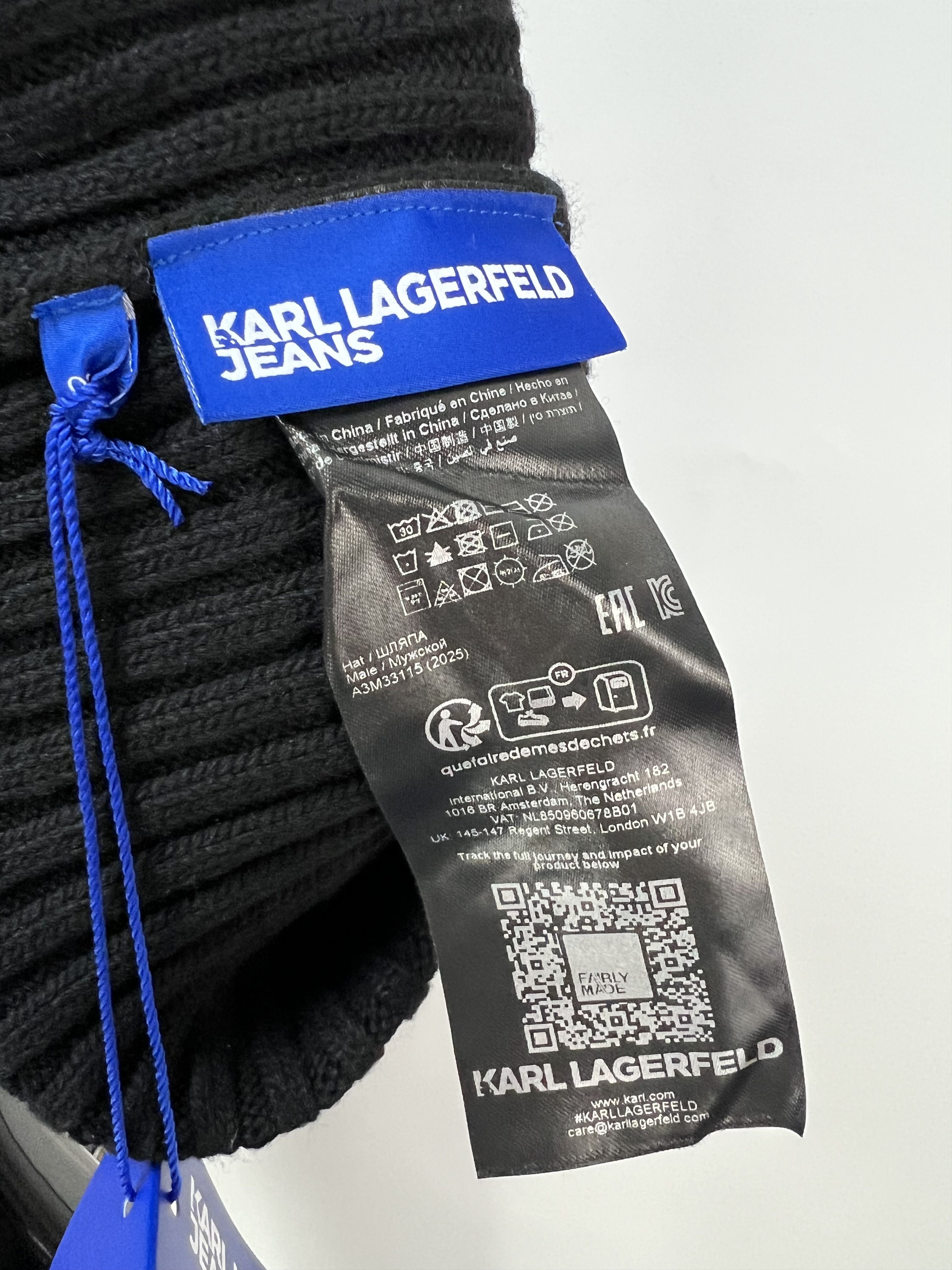 Karl Lagerfeld Karl Lagerfeld Wool Cashmere Ribbed Beanie Hat Logo Size ONE SIZE - 6 Thumbnail