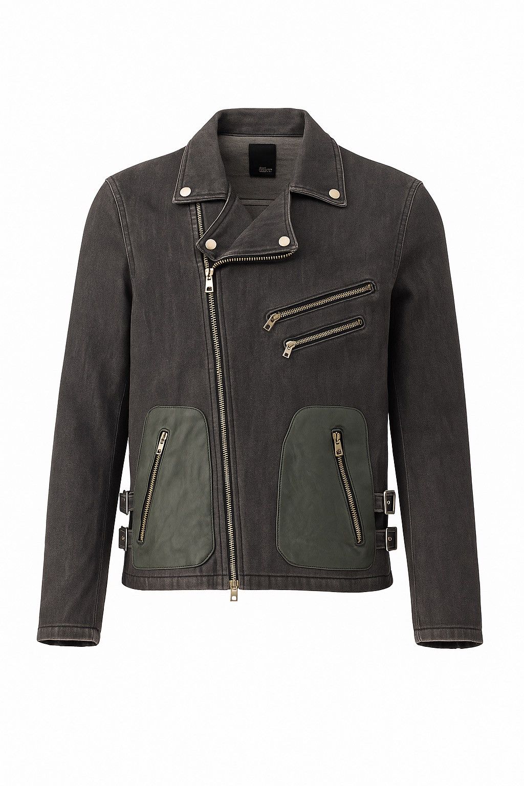 Plus Create Denim Rider Jacket with Leather Pocket Panels