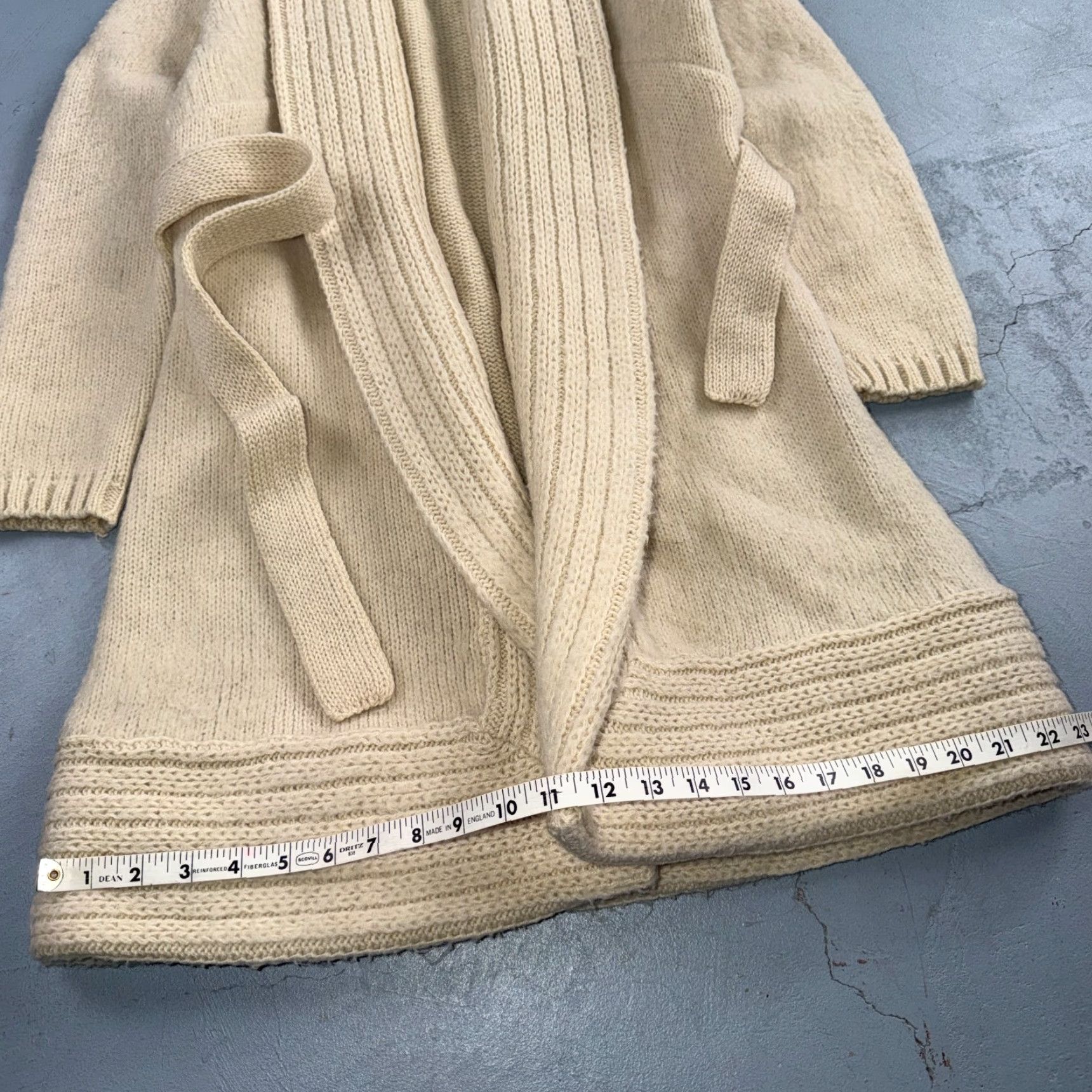 Vintage VTG Cardigan Knit Ribbed Open Belted Pockets Beige S/M Women Knit Style Ribbed Cardigan - VTG 70s 80s Boho Chic Size M / US 6-8 / IT 42-44 - 5 Thumbnail