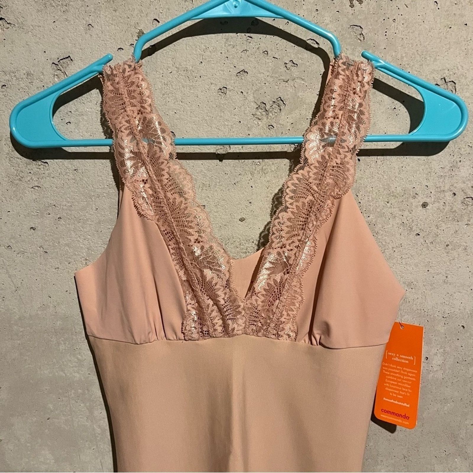 Commando Commando Womens Sleeveless V Neck Slip Dress Rose Beige Sz M Size ONE SIZE - 2 Thumbnail