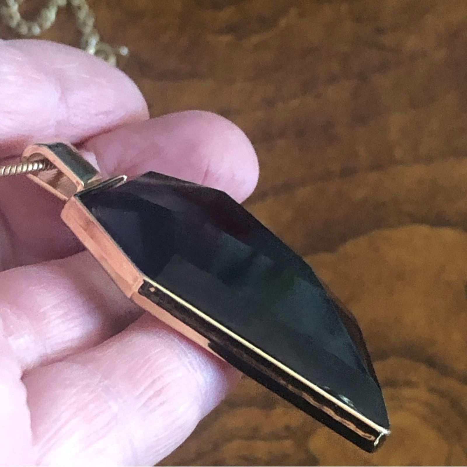Jewelry Geometric faceted smoky topaz lucite pendant necklace Size ONE SIZE - 8 Thumbnail