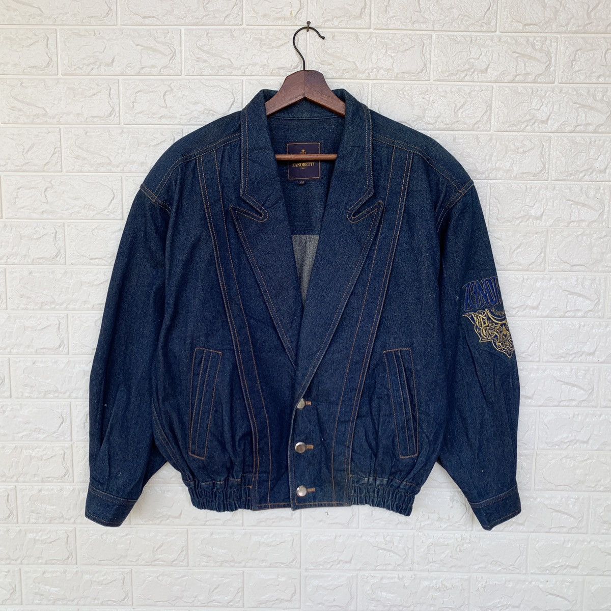 Vintage Vintage Zanobetti Italy Denim Jacket Embroidered Logo Size US L / EU 52-54 / 3 - 1 Thumbnail