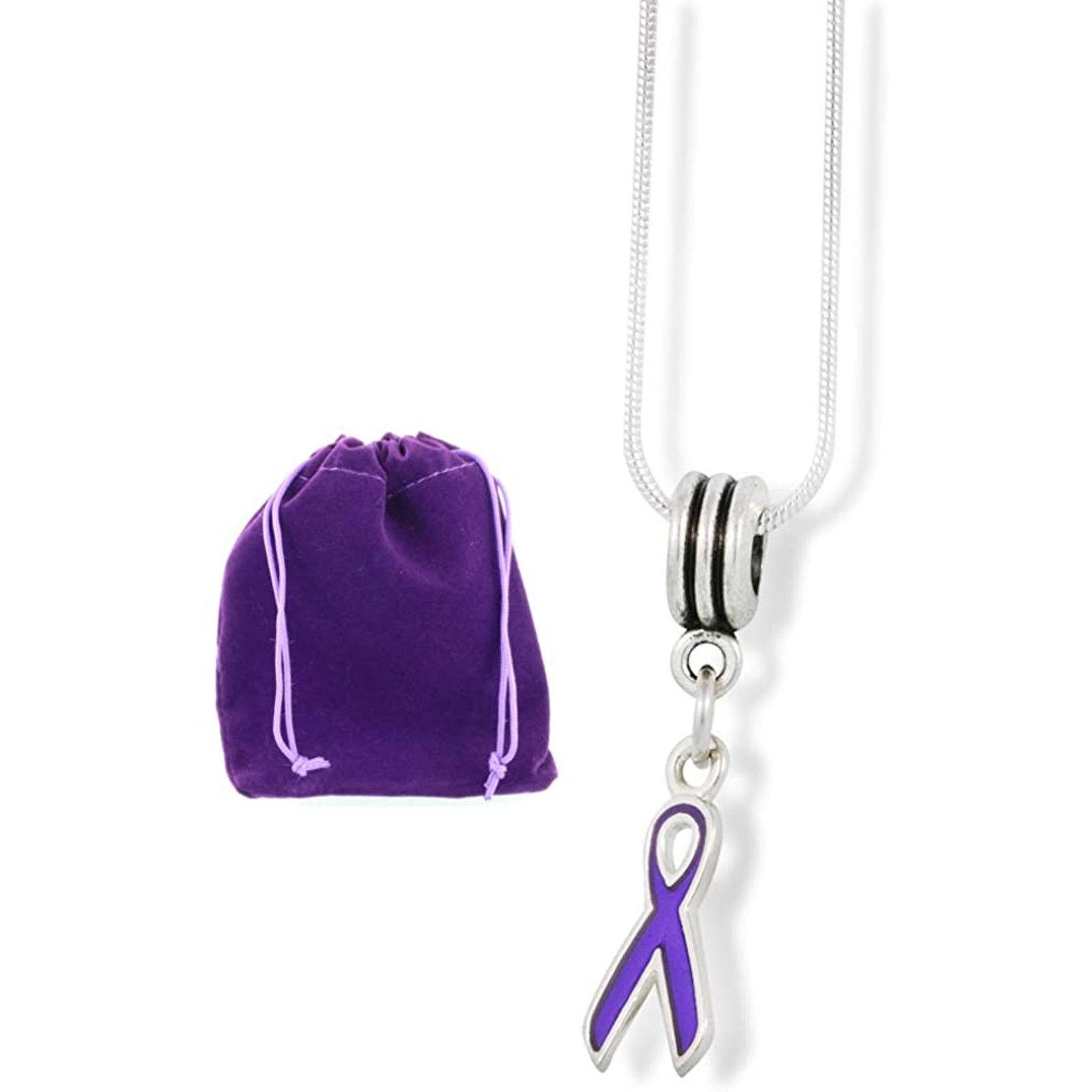 & Other Stories Purple Ribbon Cancer Alzheimer Crohn Charm Chain Necklace Size ONE SIZE - 1 Thumbnail