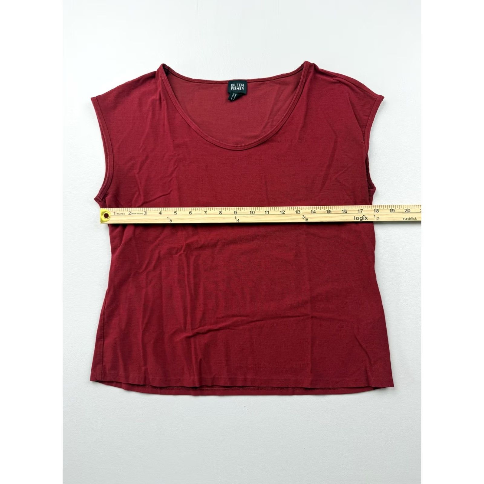 Eileen Fisher Eileen Fisher Tank Top Womens M Red Scoop Neck Cap Sleeve Jersey Basic Size M / US 6-8 / IT 42-44 - 5 Thumbnail