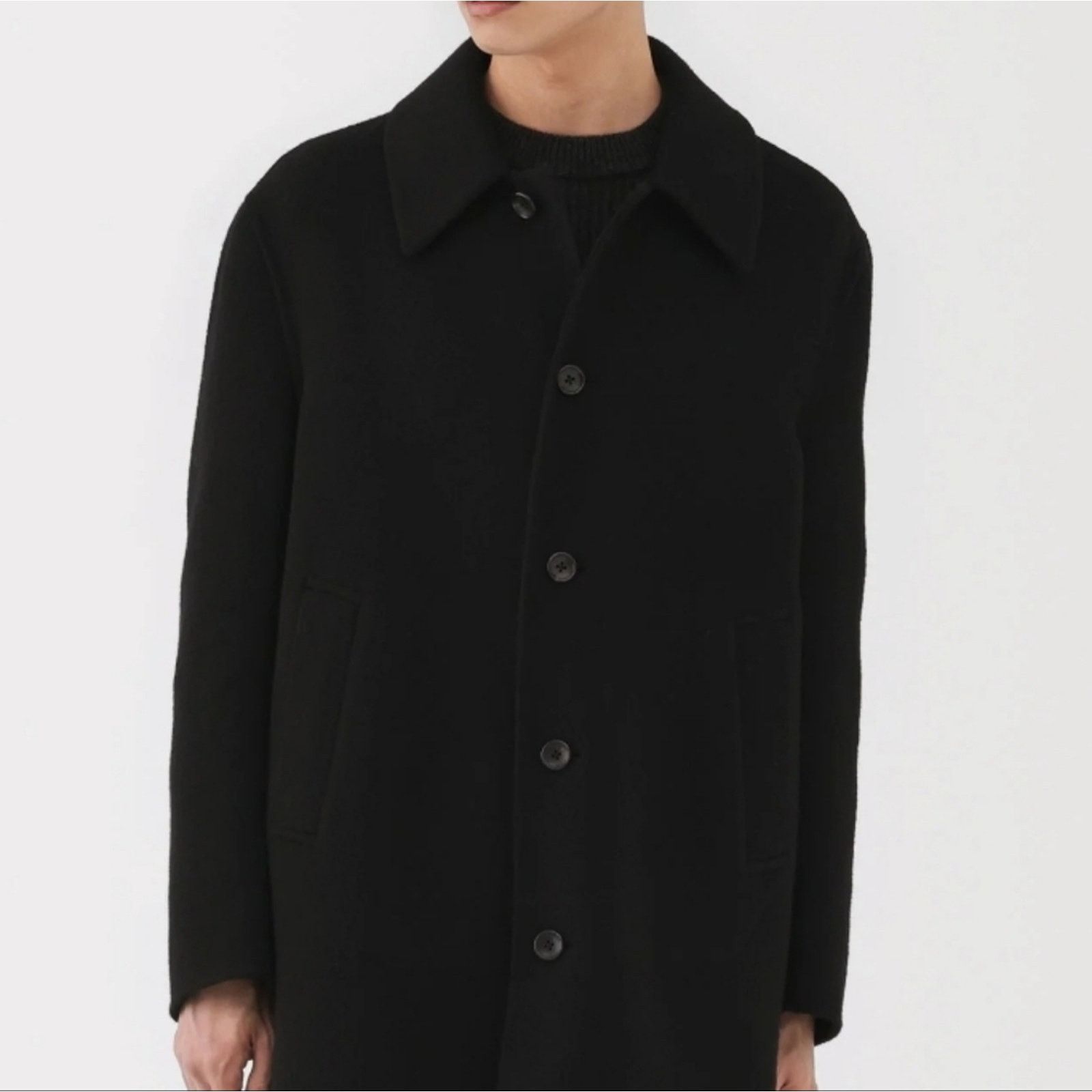 Muji MUJI Labo Cashmere Mix Soutien Collar Coat, Black, Size: L Size US L / EU 52-54 / 3 - 2 Thumbnail