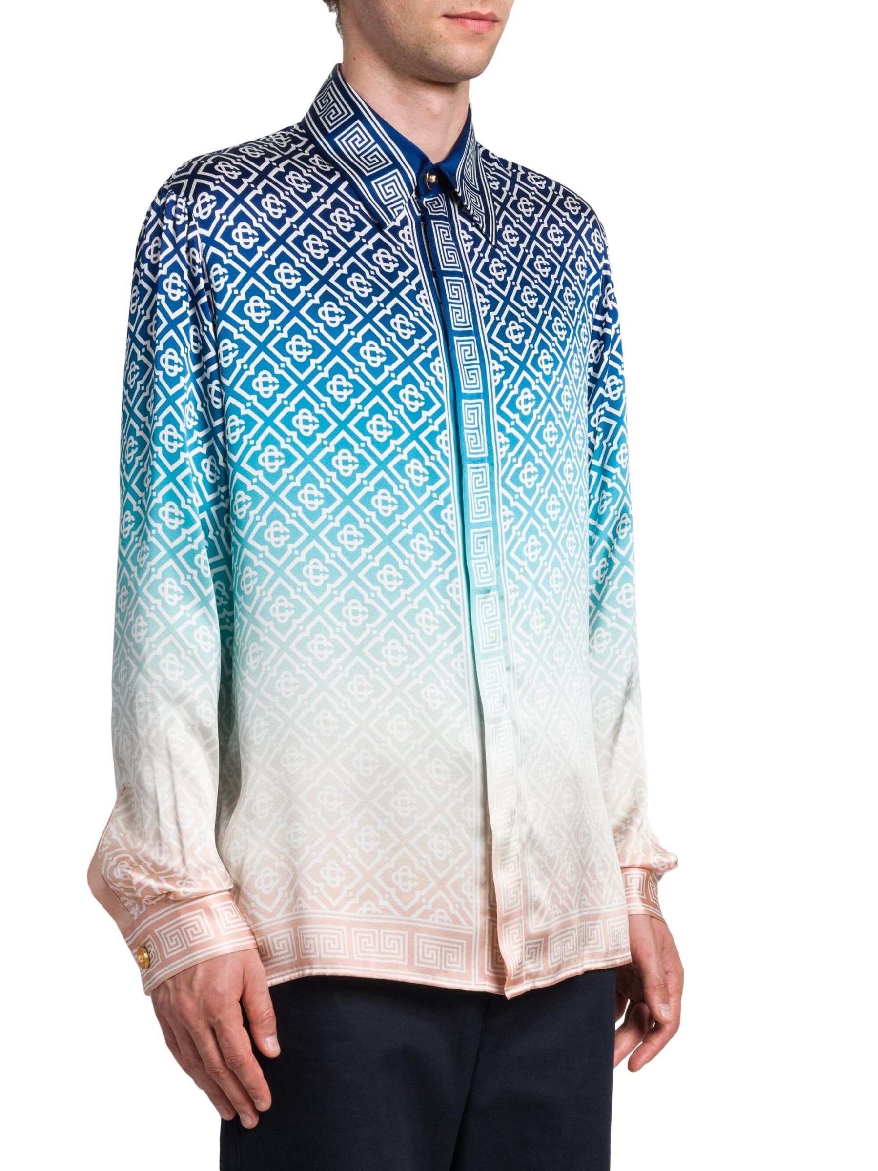 Casablanca os11x0725 Monogrammed Logo Ombré Silk Shirt in Multicolor Size US XL / EU 56 / 4 - 6 Thumbnail
