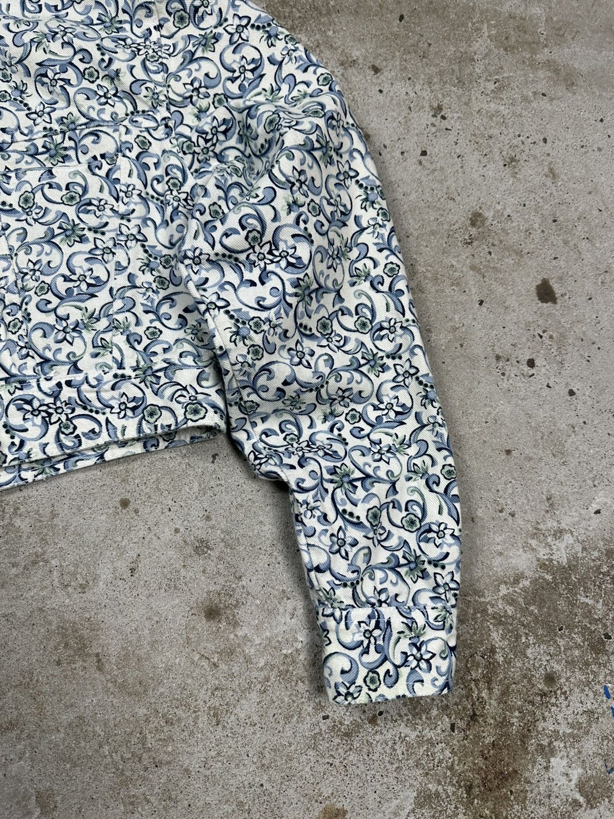 Other Vintage 90s Rampage Floral Print Cropped Denim Jeans Jacket Size M / US 6-8 / IT 42-44 - 3 Thumbnail