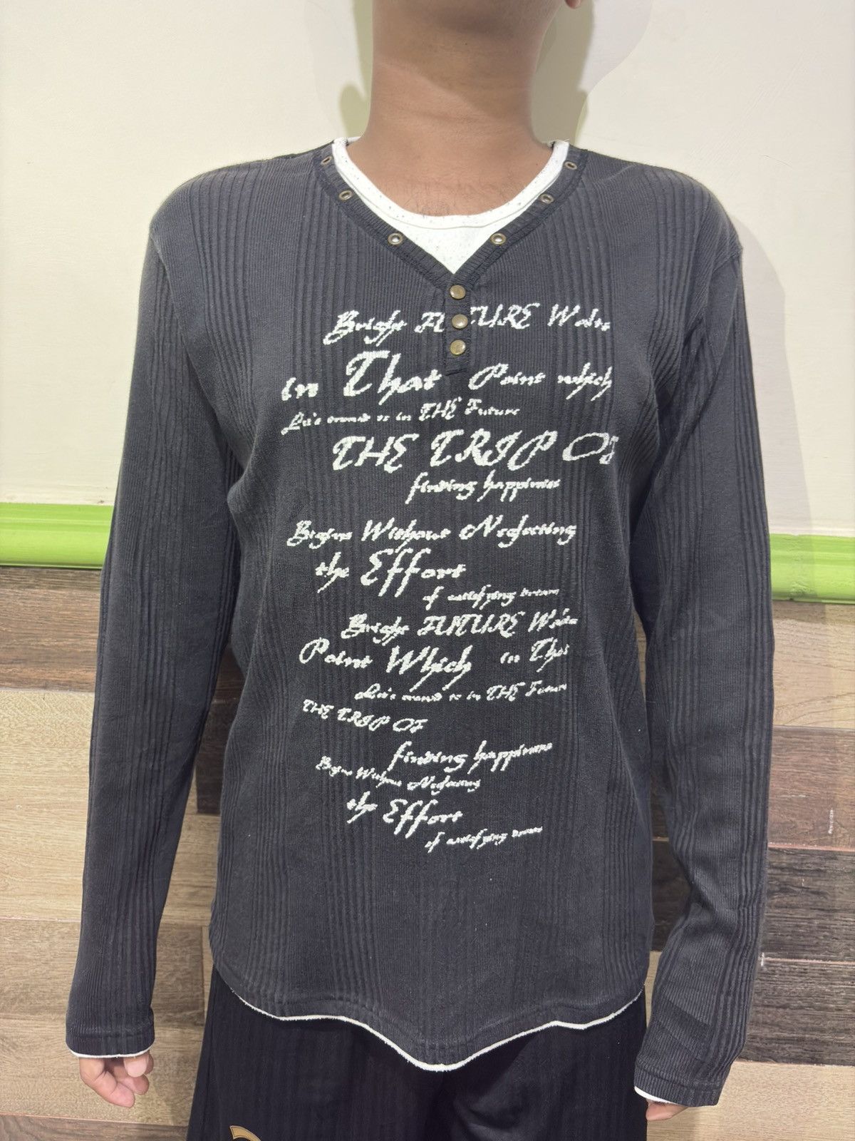 Japanese Brand Double layer longsleeve poem age core ifsixwasnine style Size US L / EU 52-54 / 3 - 3 Thumbnail