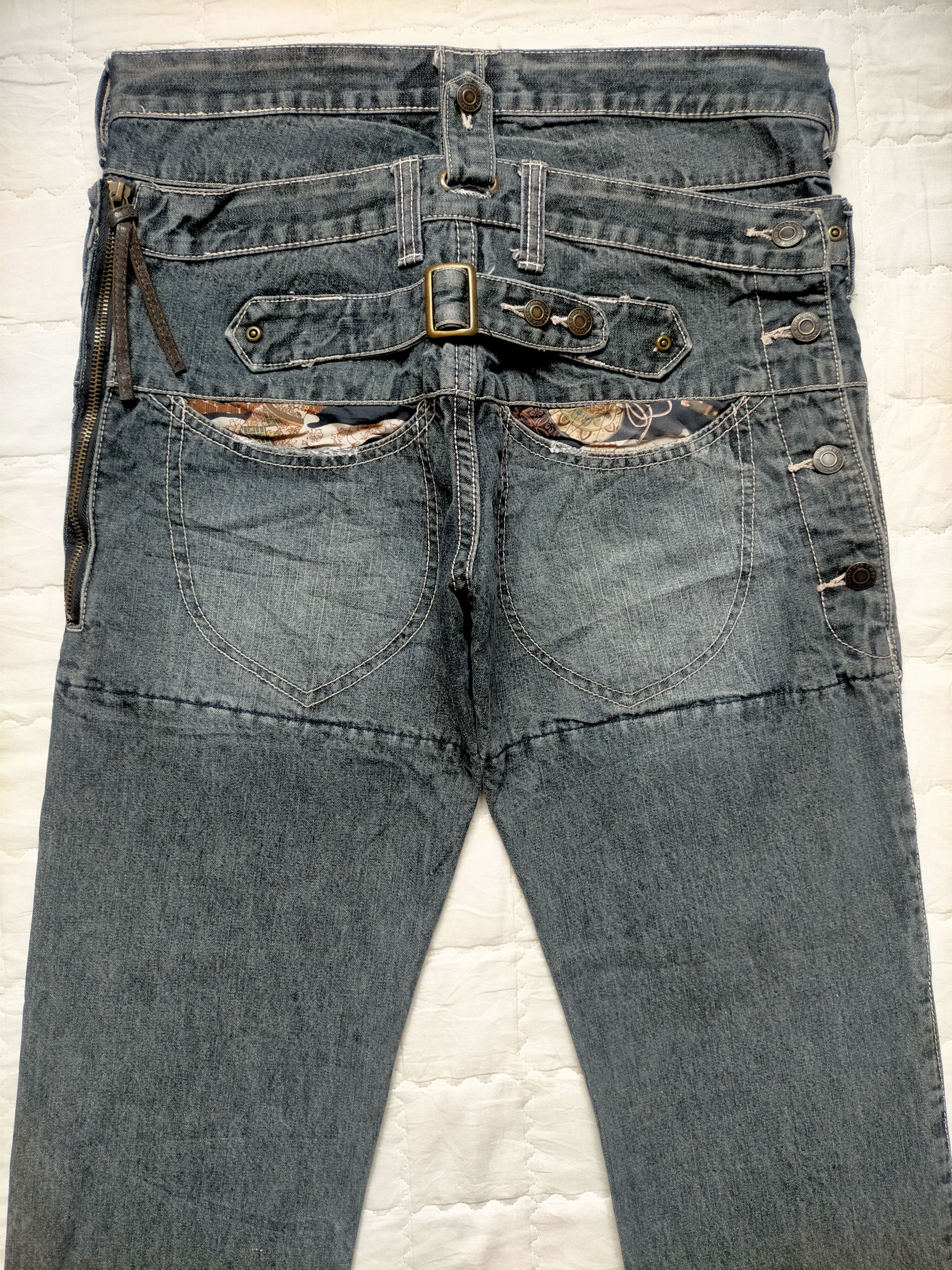 Le Grande Bleu (L.G.B.) 🔥Rare Dog House Double Waist Buckleback Black jeans Size US 32 / EU 48 - 15 Thumbnail