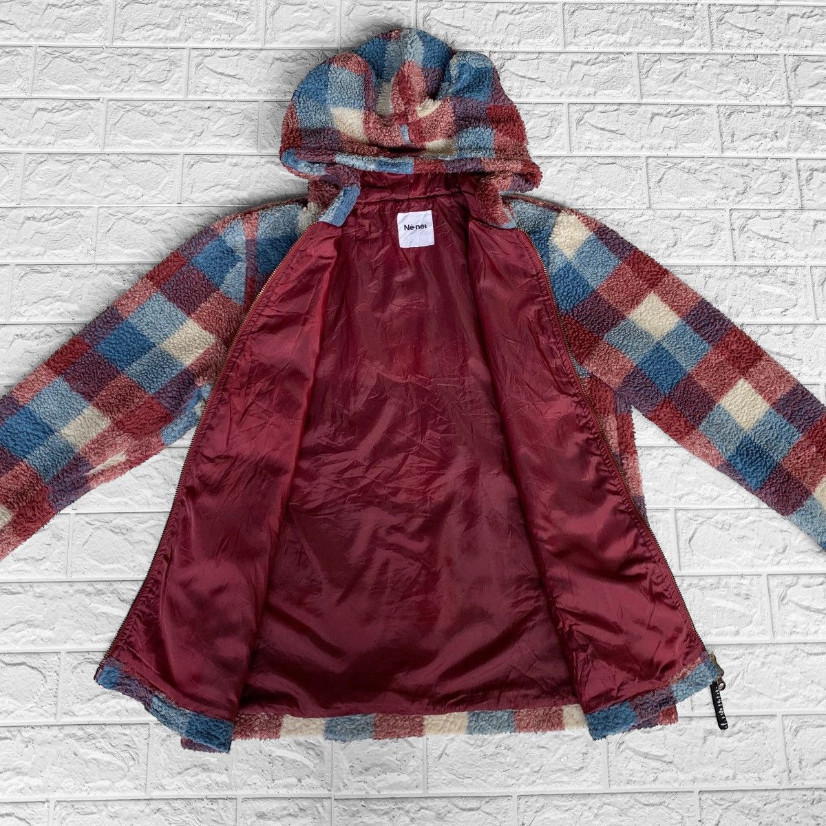 Issey Miyake Ne Net Bear Ear Patern Checkered Fleece Hoodie Jacket Size US M / EU 48-50 / 2 - 4 Thumbnail