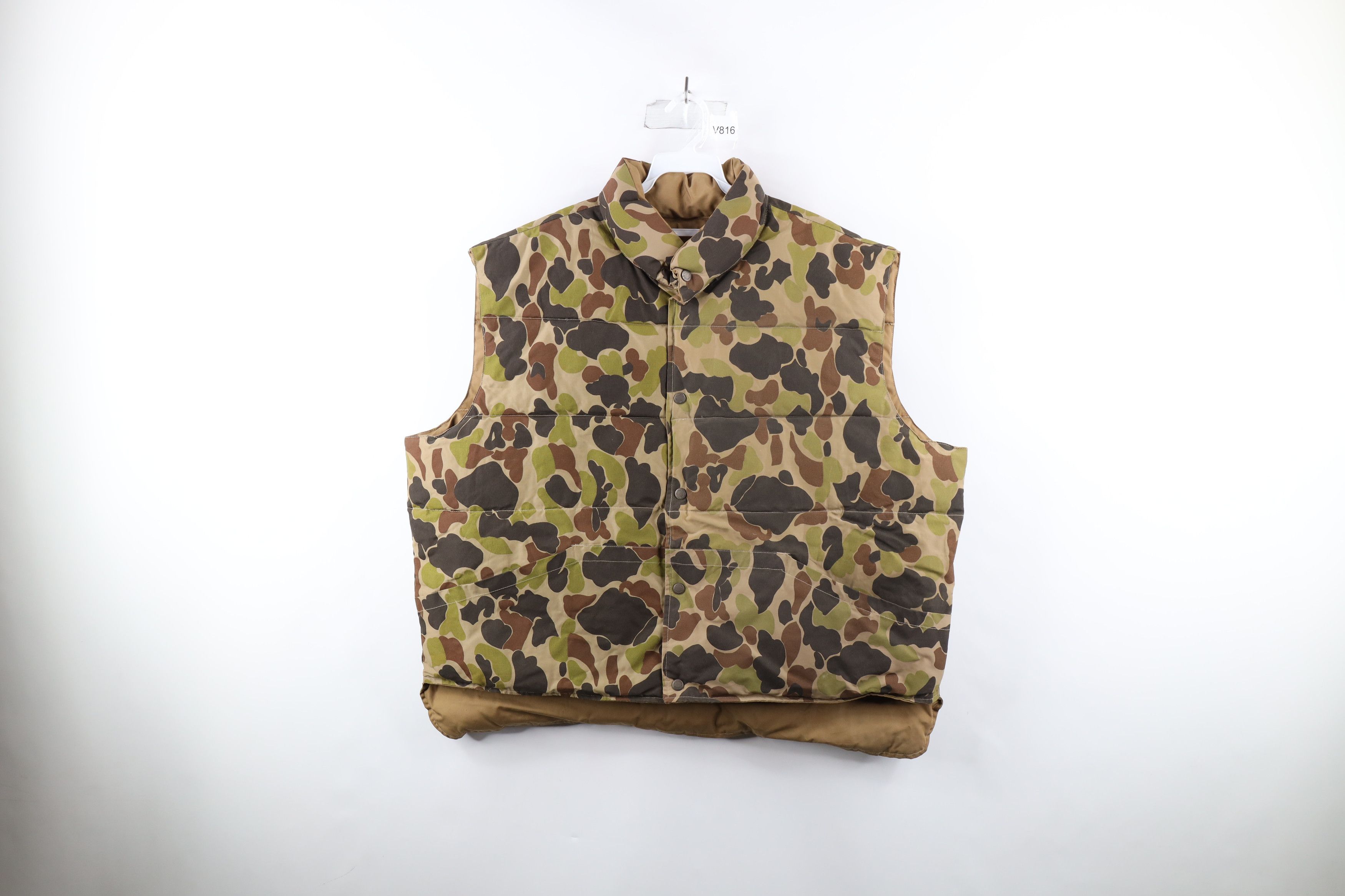 Vintage 80s Cabelas Reversible Camouflage Puffer Vest Jacket