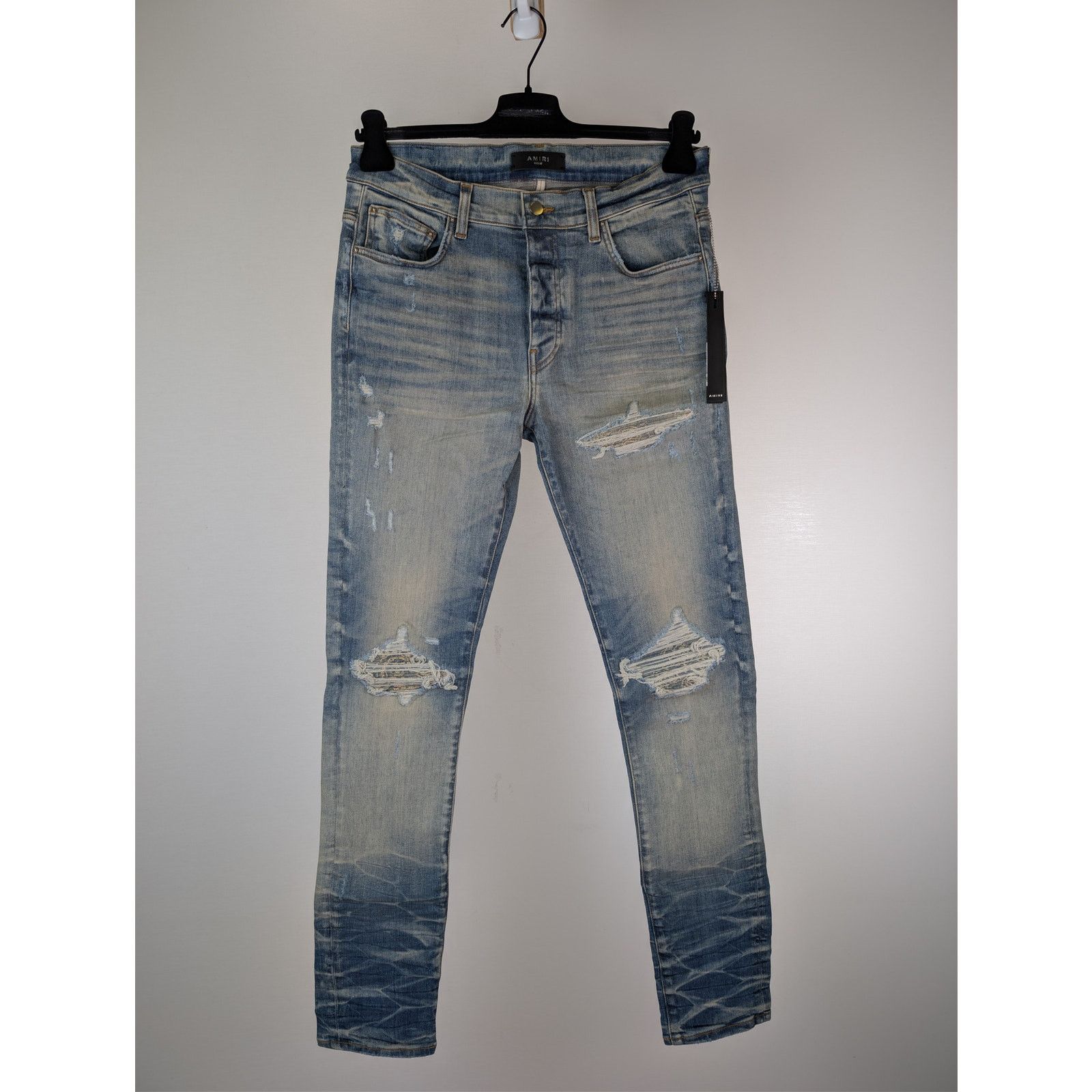 Amiri Amiri MX1 Yellow Dark Blue Denim Jeans Size 30 | Grailed