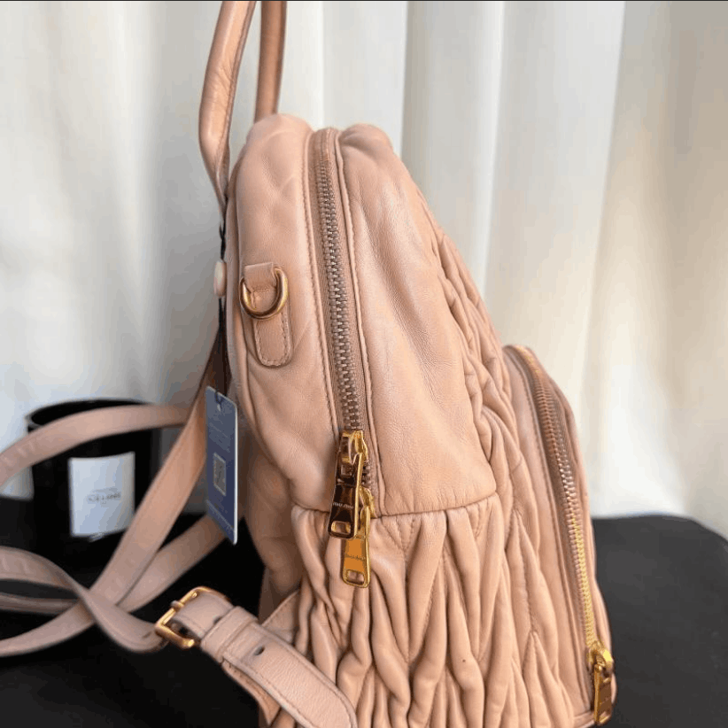 Miu Miu Miu Miu Crinkled Lambskin Backpack Size ONE SIZE - 4 Thumbnail