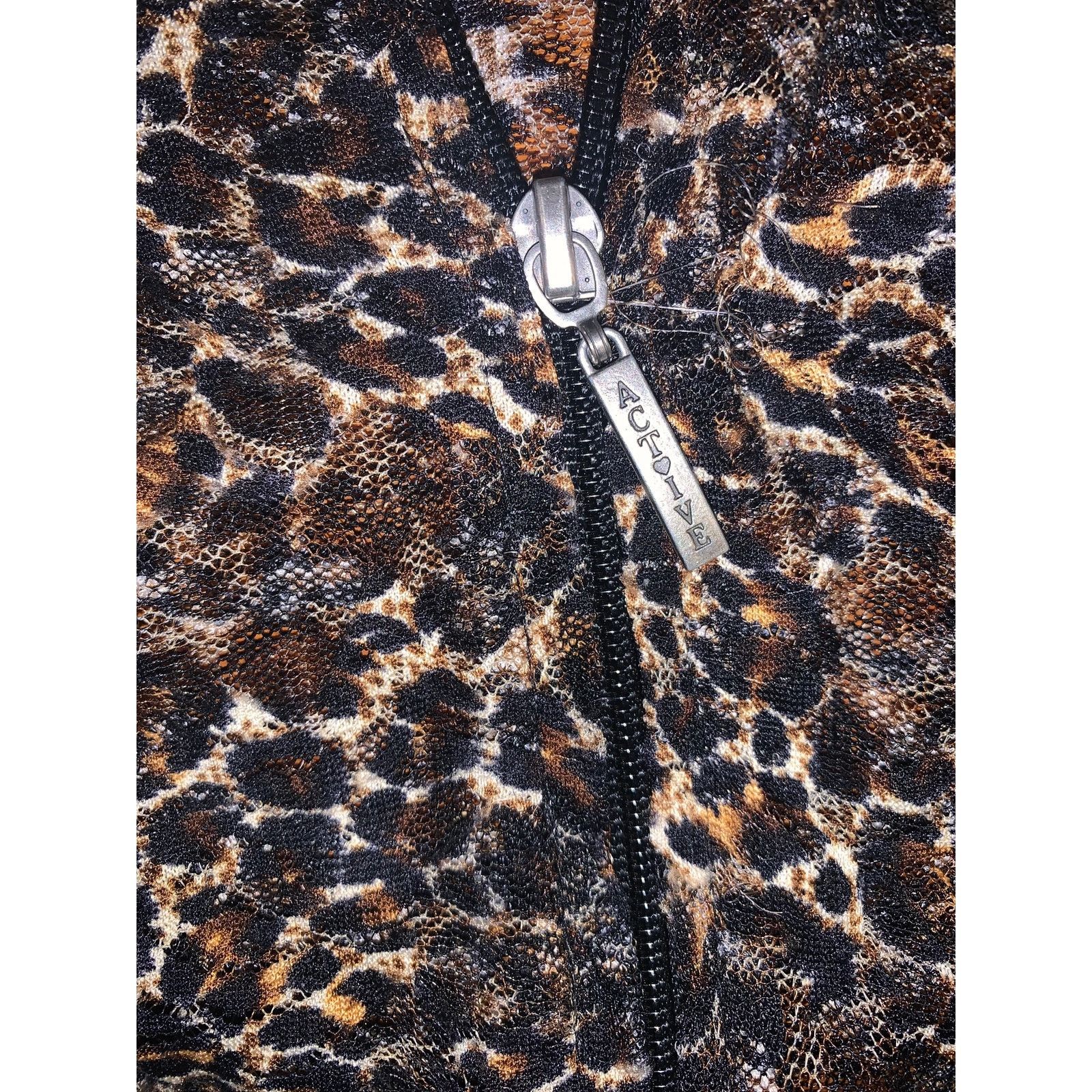 Other × Vintage Y2K Leopard Print Mesh Zip Hoodie Womens Large Sheer Size L / US 10 / IT 46 - 5 Thumbnail