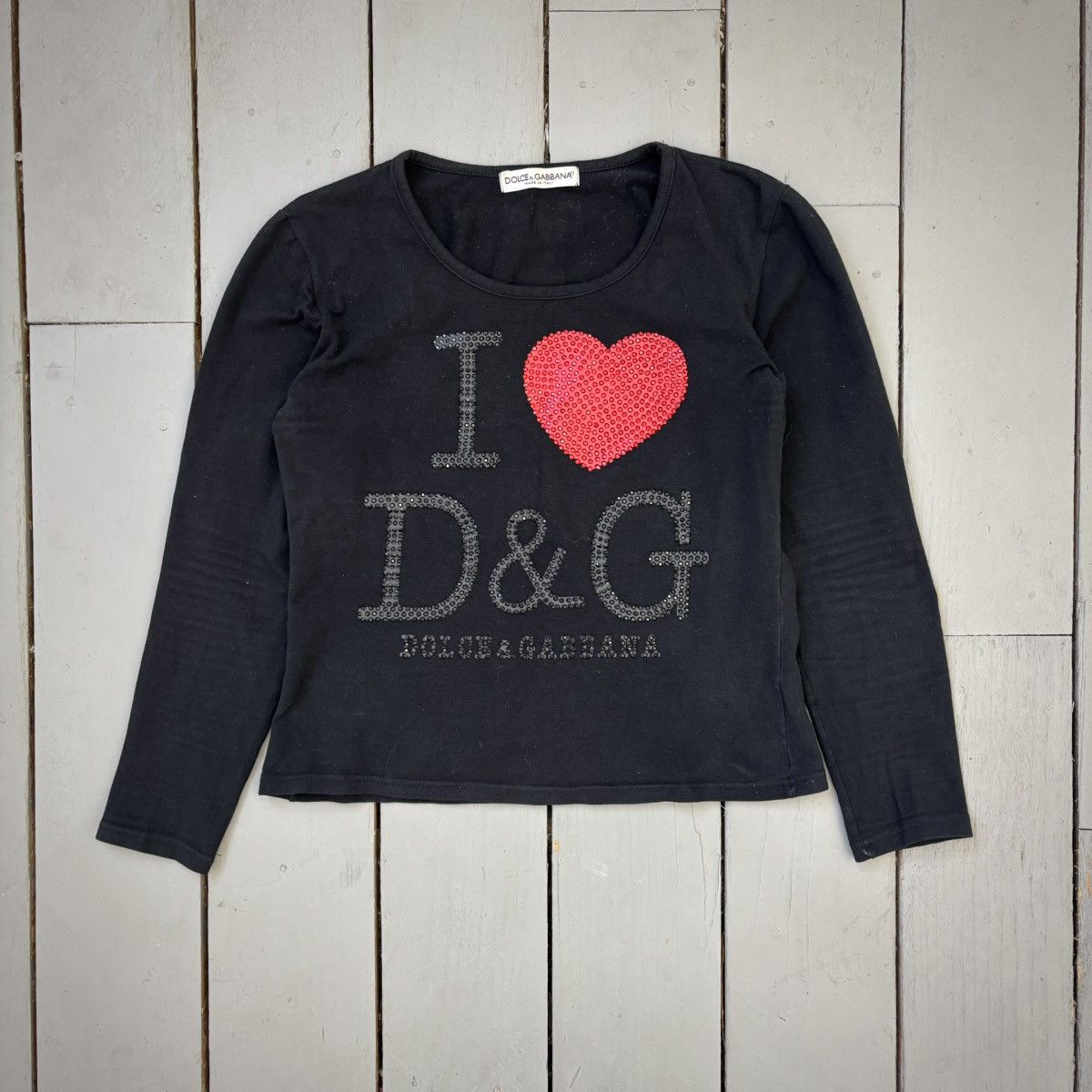 Dolce & Gabbana “I ❤️ D&G” Studded Bejewelled Top Size S / US 4 / IT 40 - 1 Thumbnail