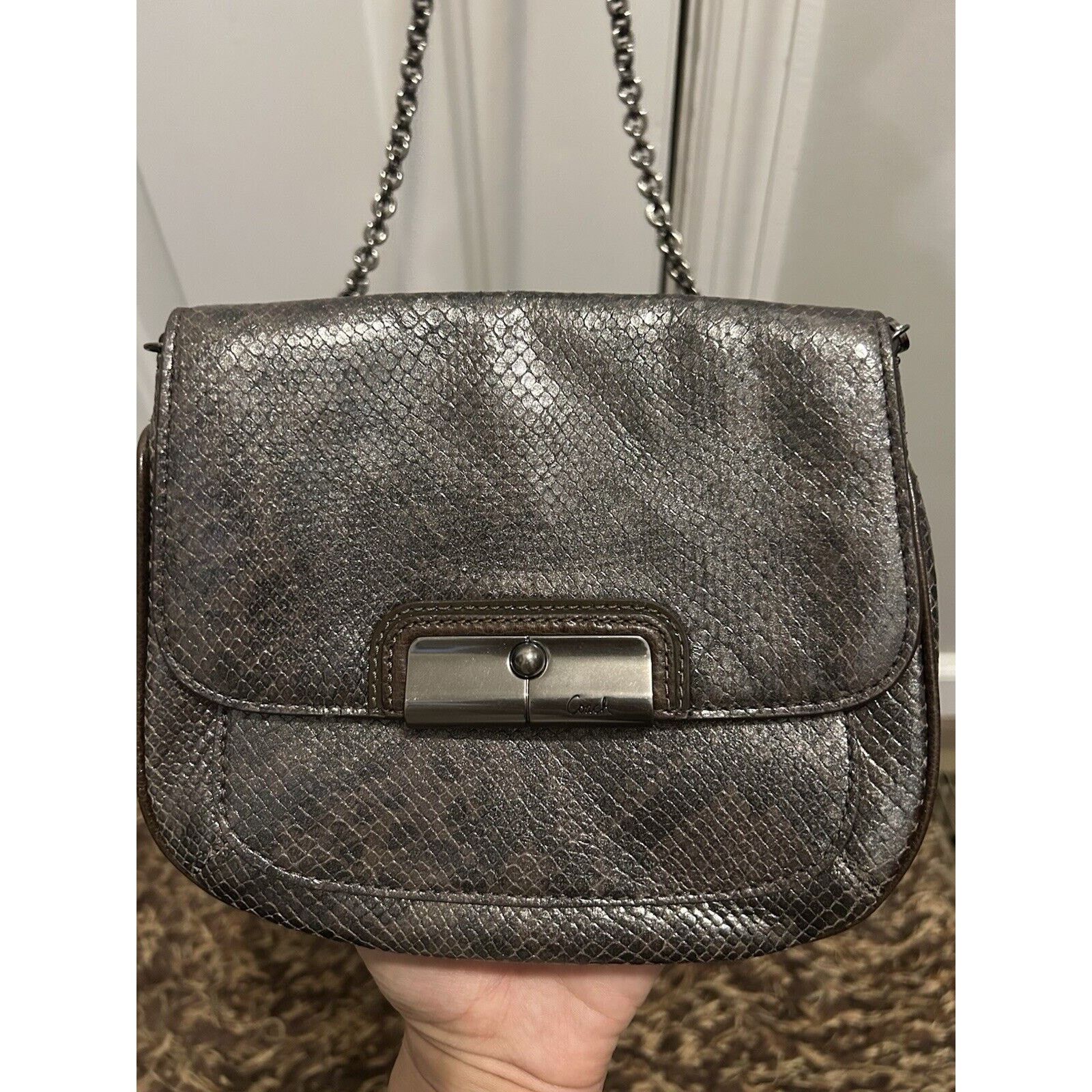 Coach NWOT Coach Faux Snake Skin Leather Crossbody Half Moon Purse Size ONE SIZE - 1 Thumbnail