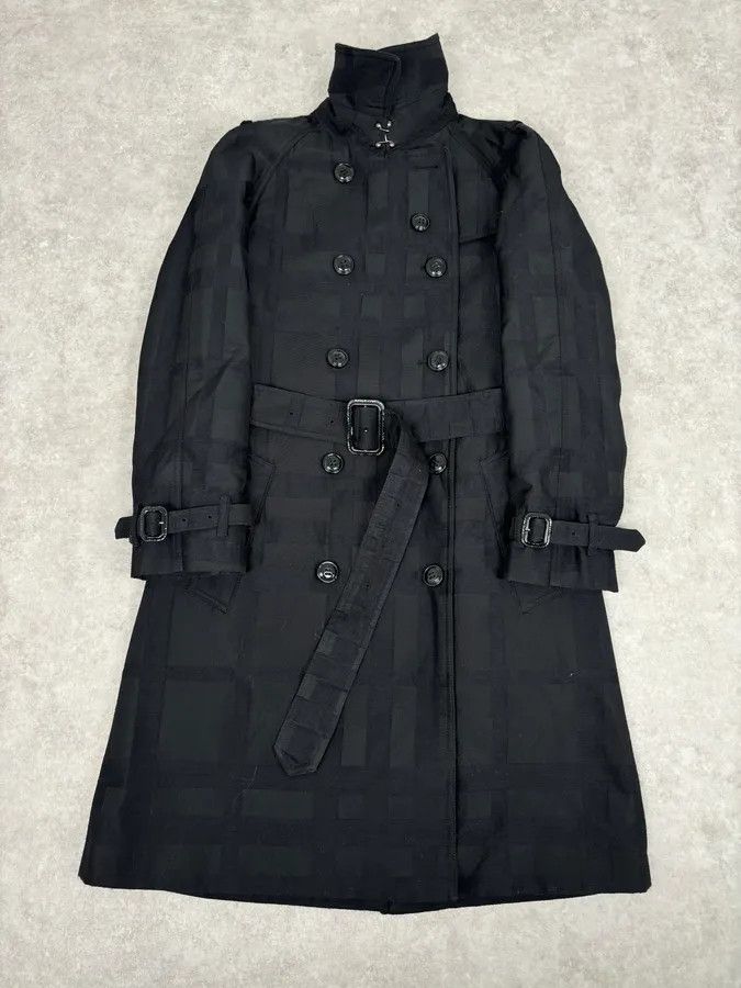 Burberry FW2009 Burberry Prorsum Black Wool Tonal Check Trench Coat Size S / US 4 / IT 40 - 4 Thumbnail