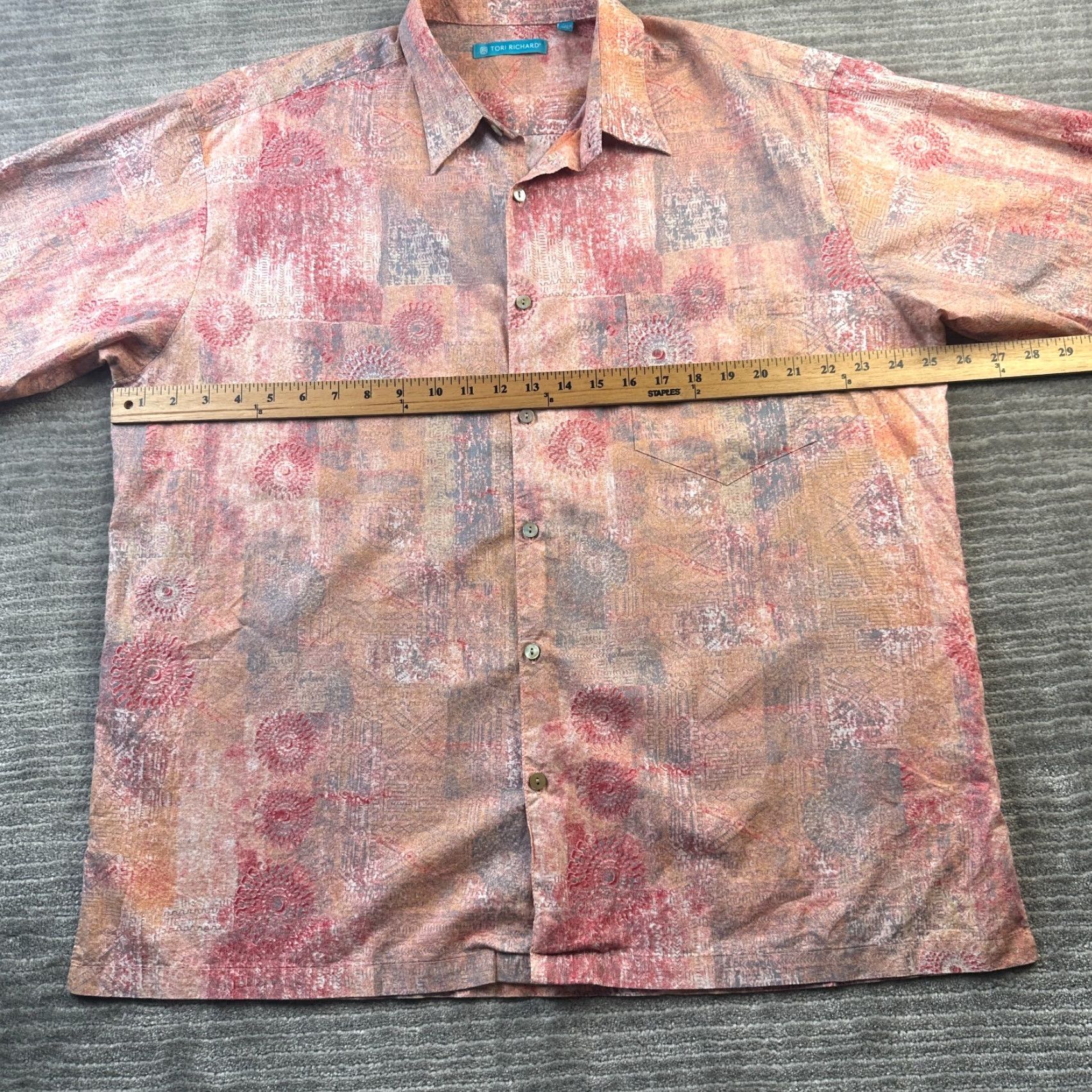 Tori Richard Tori Richard Shirt Mens Extra Large Orange Geometric Button Up Size US XL / EU 56 / 4 - 7 Thumbnail