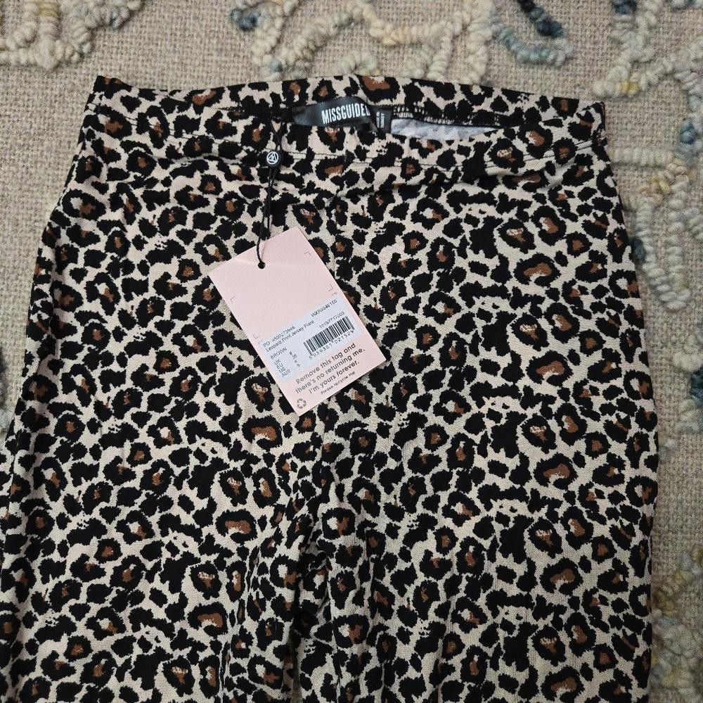 Designer Missguided Leopard Print Flared Pants Size 27" / US 4 / IT 40 - 4 Thumbnail