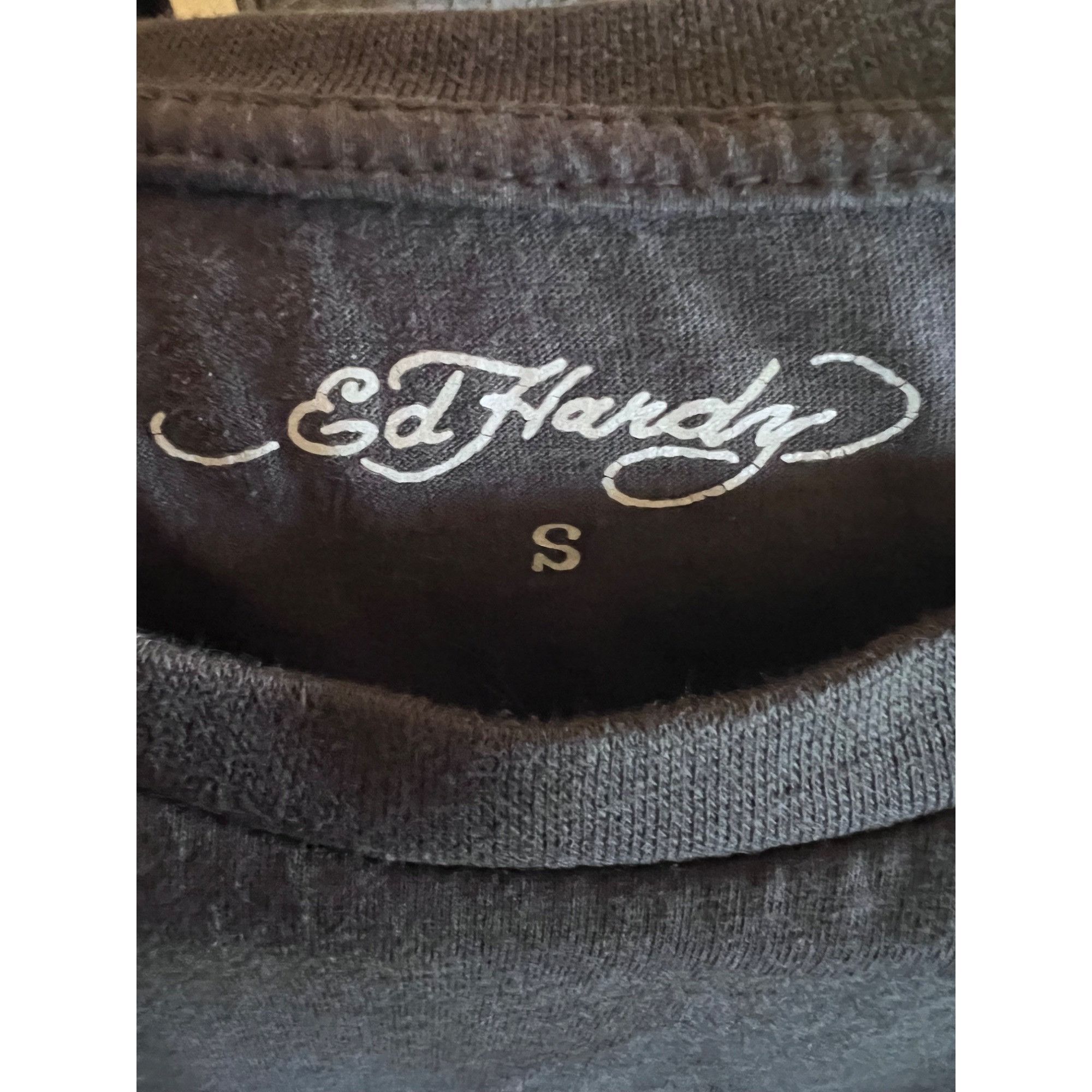 Ed Hardy Ed Hardy Tattoo Mens Gray Graphic T-Shirt Small Stretch Tige Size US S / EU 44-46 / 1 - 5 Thumbnail