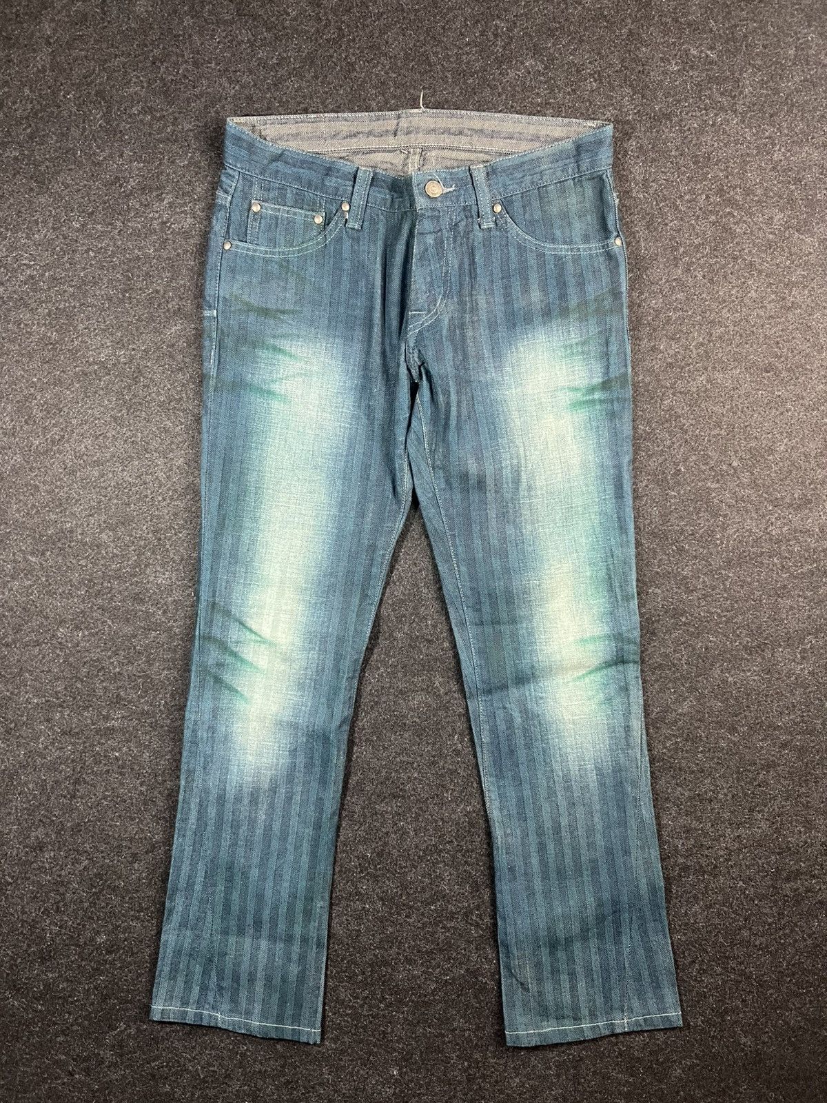 Tornado Mart Tornado Mart Blue Stone Washed Like Waxed Jeans Size US 31 - 1 Thumbnail
