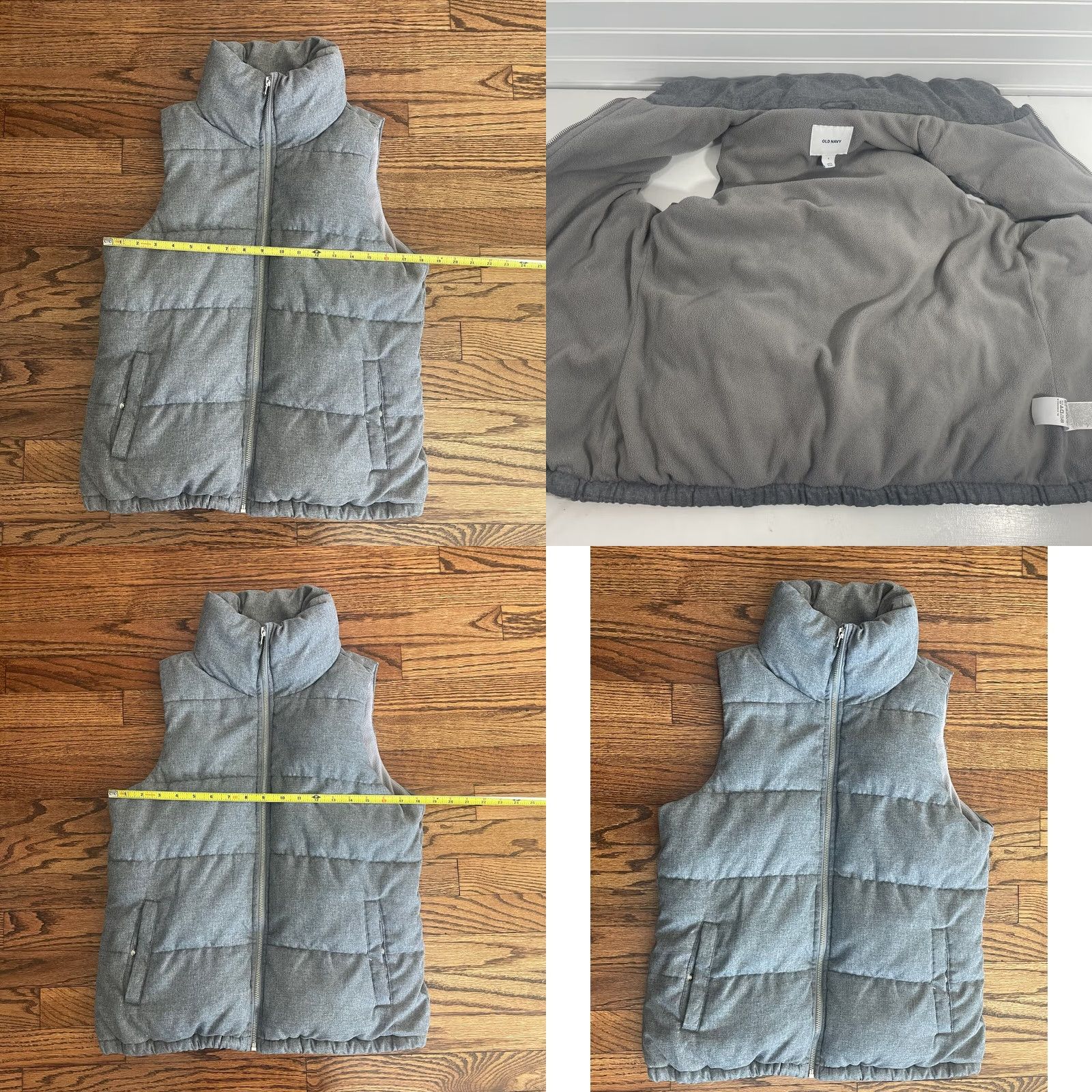 Old Navy Old Navy Women's Quilted Vest - Gray - Small - High Neck Zip - 19-24 in Chest Size S / US 4 / IT 40 - 11 Thumbnail