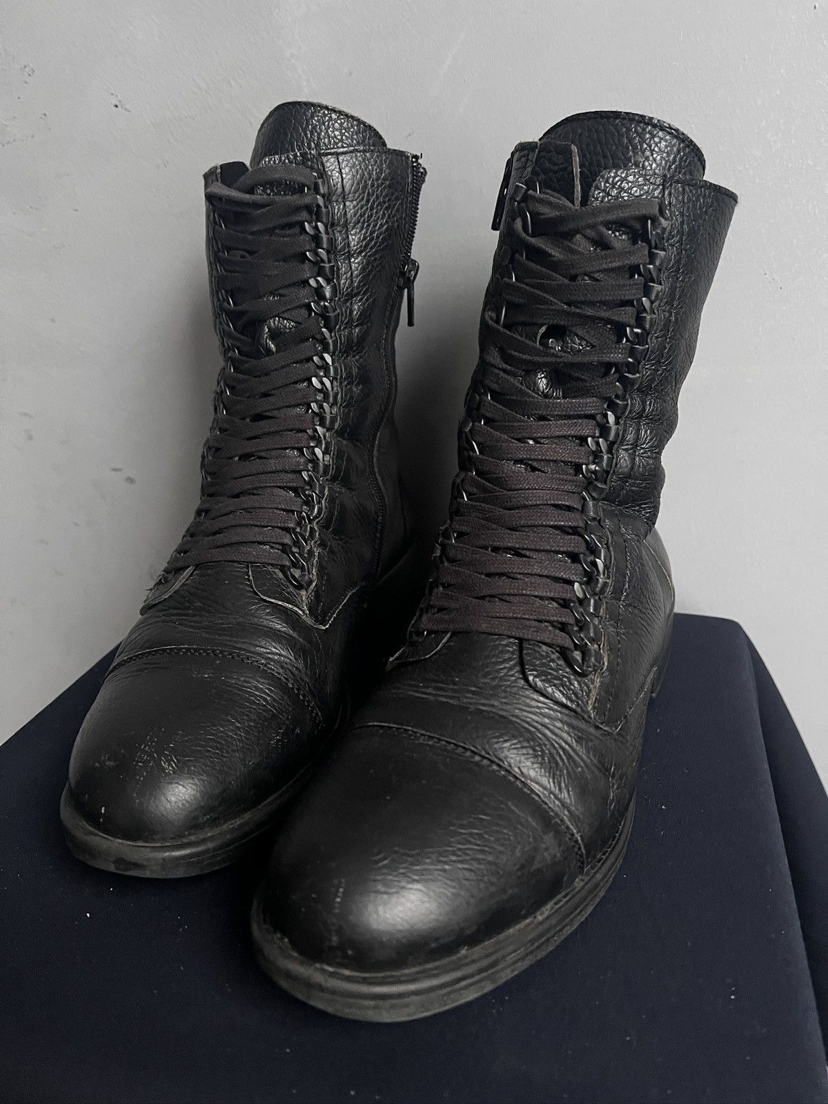 Dirk Bikkembergs Laced y2k combat leather black boots bikkembergs style Size US 7.5 / EU 40-41 - 5 Thumbnail