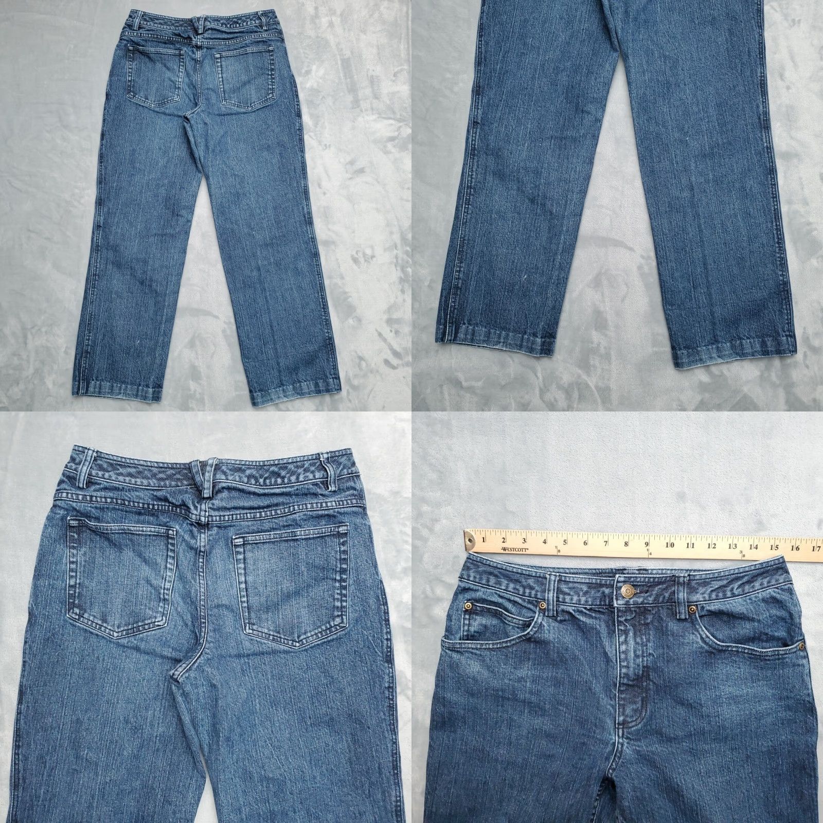 Denime Duluth Trading Jeans Womens 10x31 Blue Denim Straight Leg Classic Casual Pants Jeans Women 10 Blue Denim Straight Size 32" / US 10 / IT 46 - 8 Thumbnail