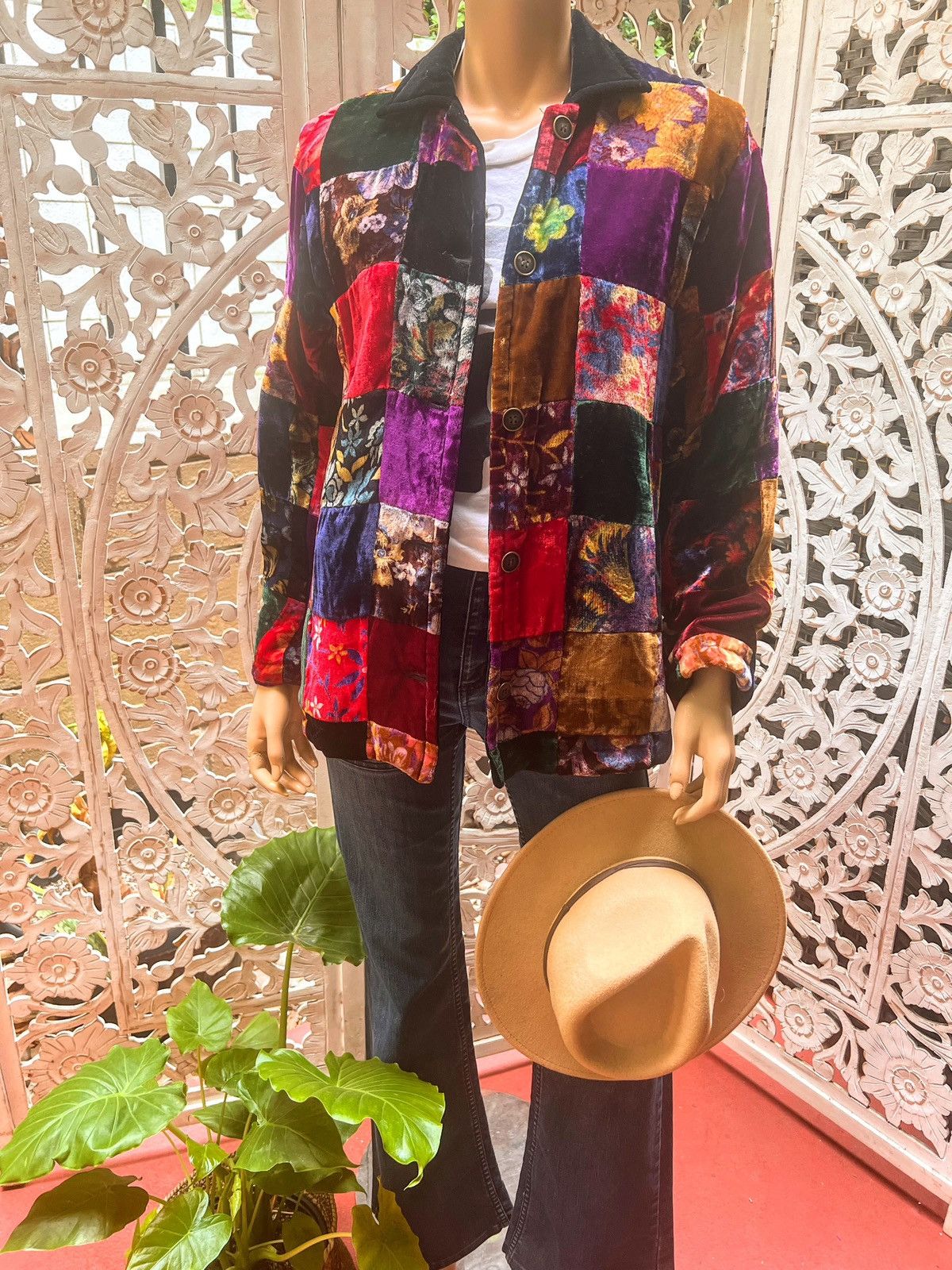 Vintage Vintage 90s quilted velvet patchwork jacket size M Size M / US 6-8 / IT 42-44 - 1 Thumbnail