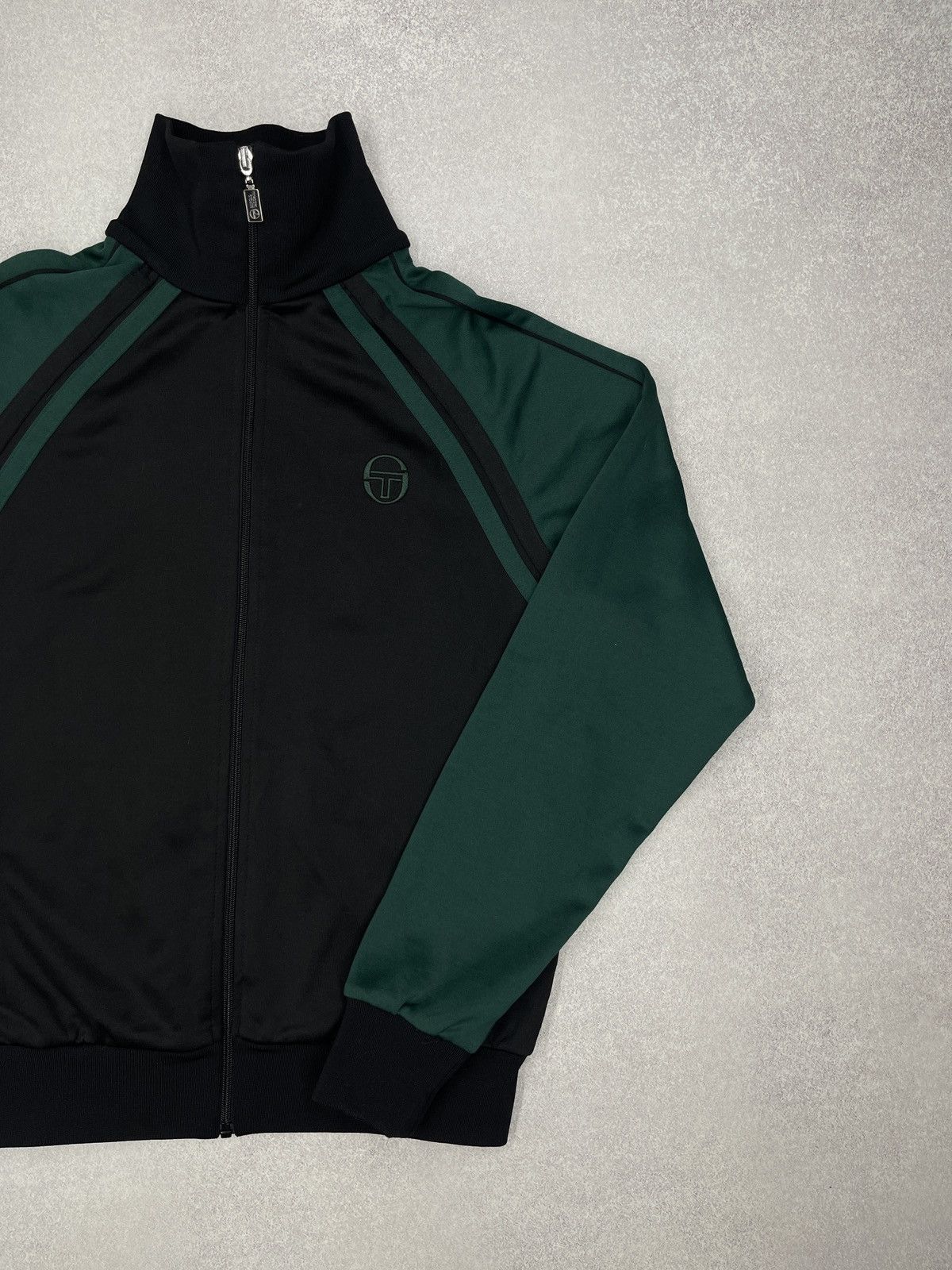 Sergio Tacchini Vintage Sergio Tacchini Track Jacket Black/Green Italy Size US L / EU 52-54 / 3 - 3 Thumbnail