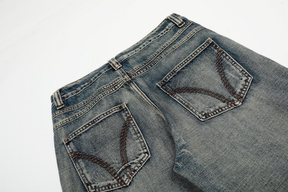 Jean Heavy washed men's retro punk distressed wide-leg jeans Size US 32 / EU 48 - 5 Thumbnail