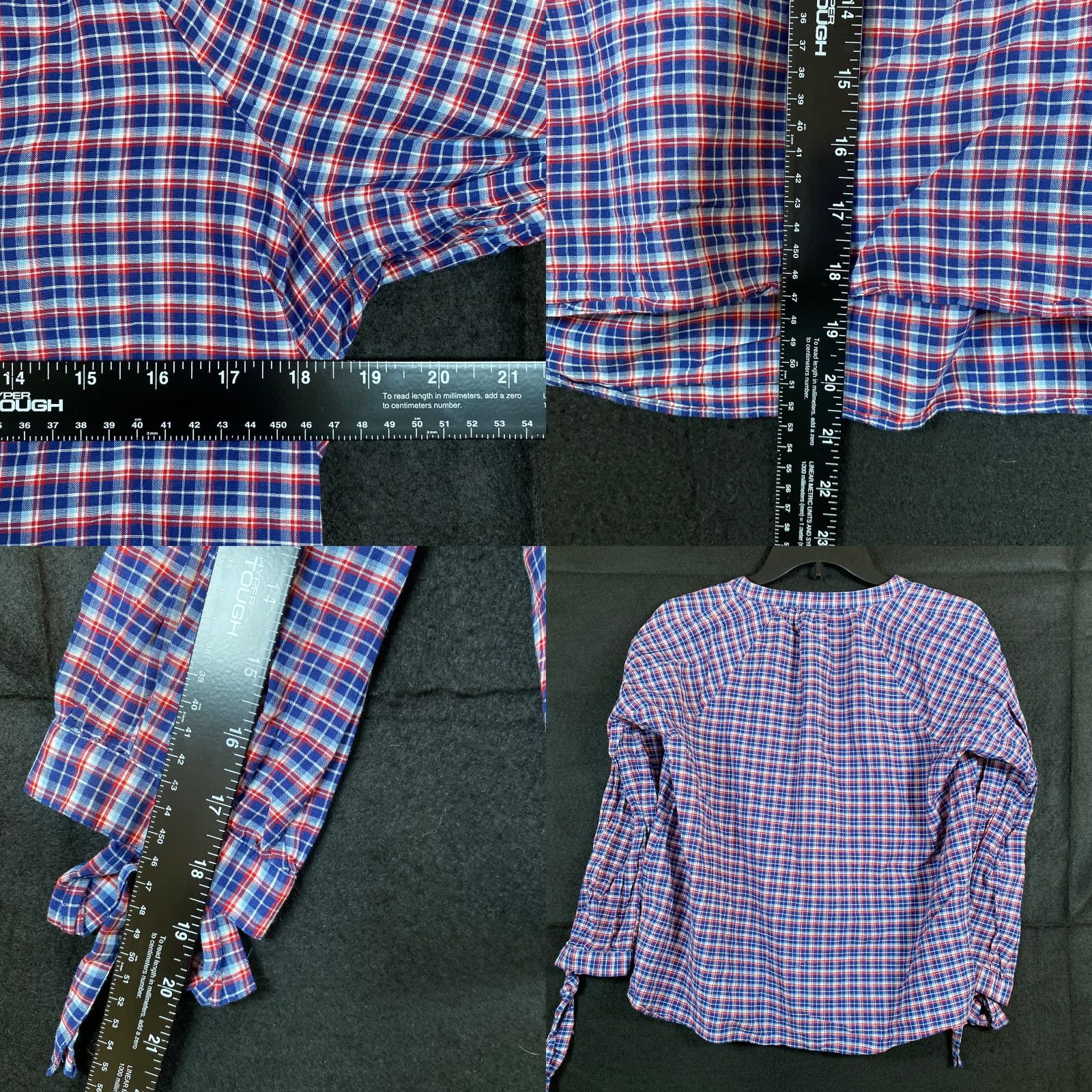 Madewell Madewell Blouse Womens Plaid V-Neck Long Sleeve Linen Blend S Internals Multicolored Blue Size S / US 4 / IT 40 - 8 Thumbnail