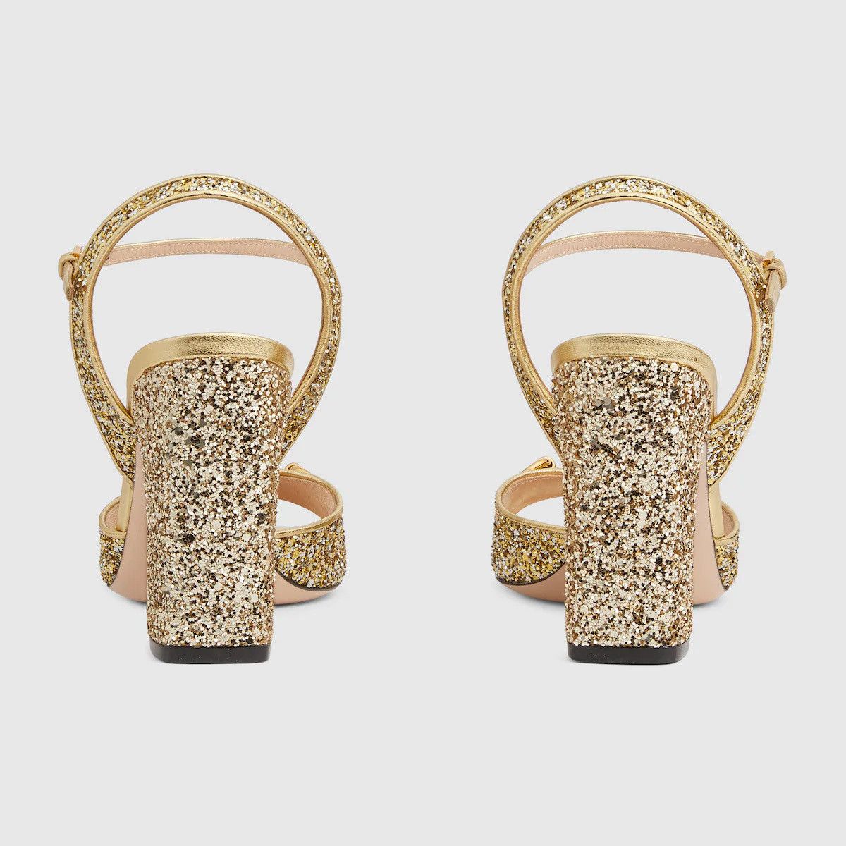 Gucci o1s1wg110125 Mid-Heel Sandals With Horsebit in Gold Size US 5 / IT 35 - 3 Thumbnail