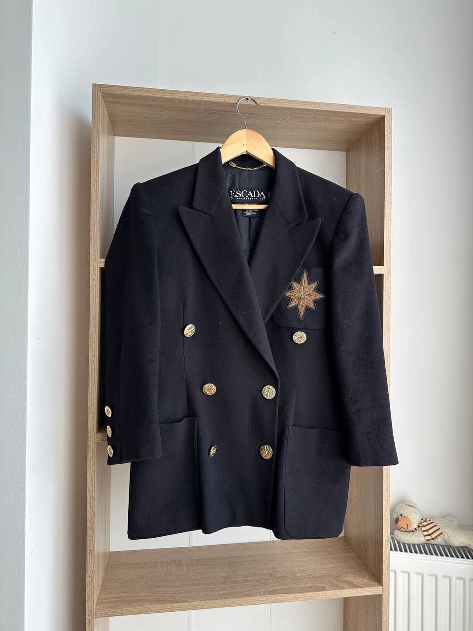 Escada × Vintage Vintage Escada Margaretha Ley Black Big Logo Wool Blazer Size M / US 6-8 / IT 42-44 - 5 Thumbnail