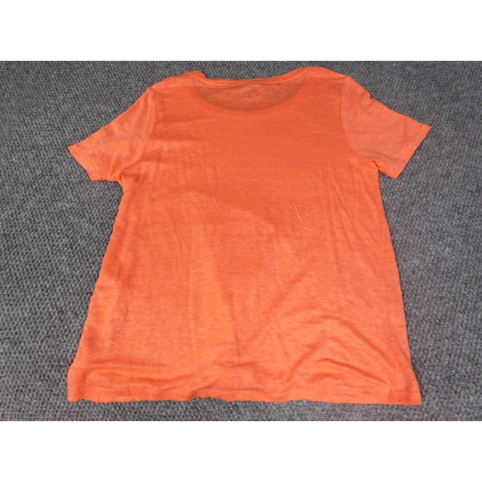 Vintage Rachel Womens Blouse Medium peach stretch linen Shirt Casual Short Sleeve Round Neck Pullover Linen Rayon Basic Style Rose Clothing Women M Orange Size M / US 6-8 / IT 42-44 - 6 Thumbnail