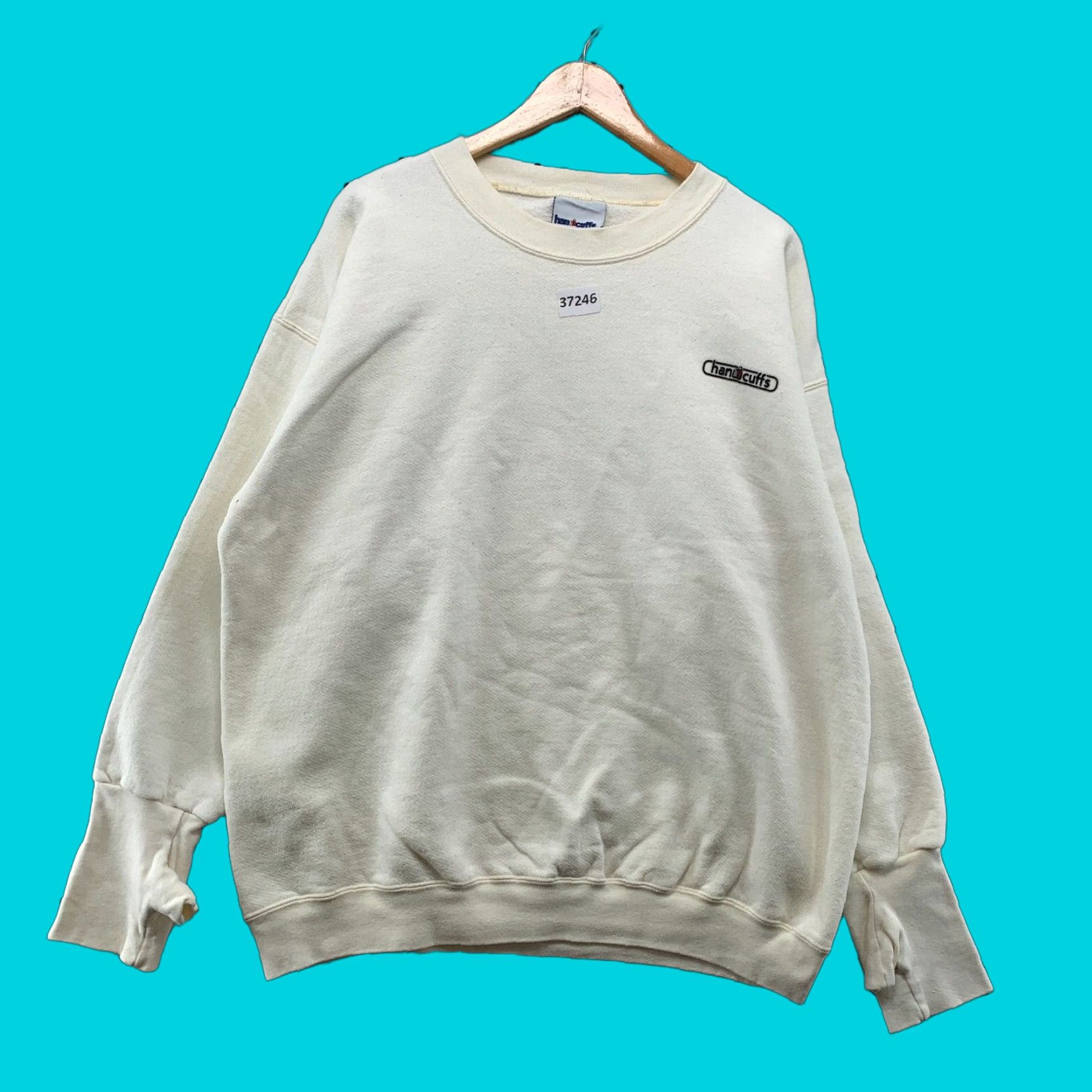 Vintage VINTAGE Handcuffs Sweatshirt Crewneck Mens XL White 90s Graphic Print Thumbholes Mens Sweatshirt 90s Men XL White Size US XL / EU 56 / 4 - 1 Thumbnail