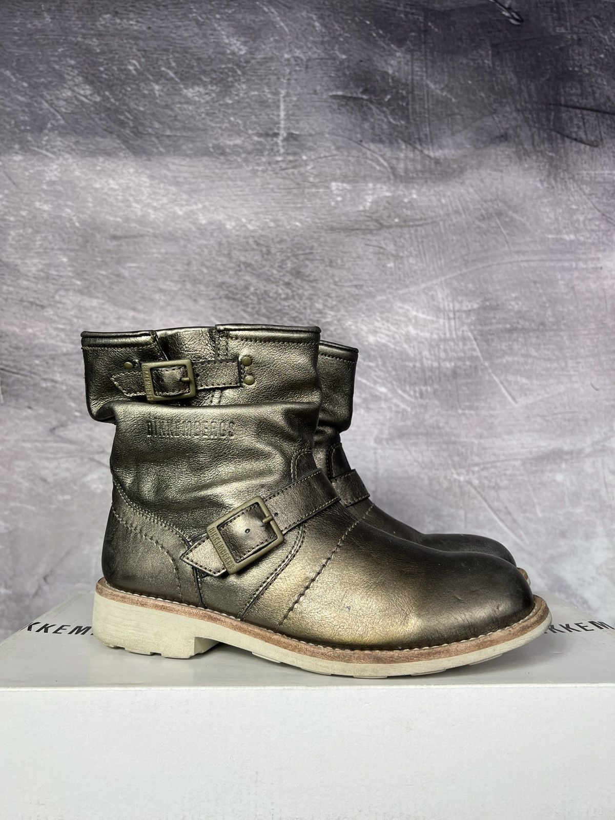 Dirk Bikkembergs Crumpled Gold Engineered Boots