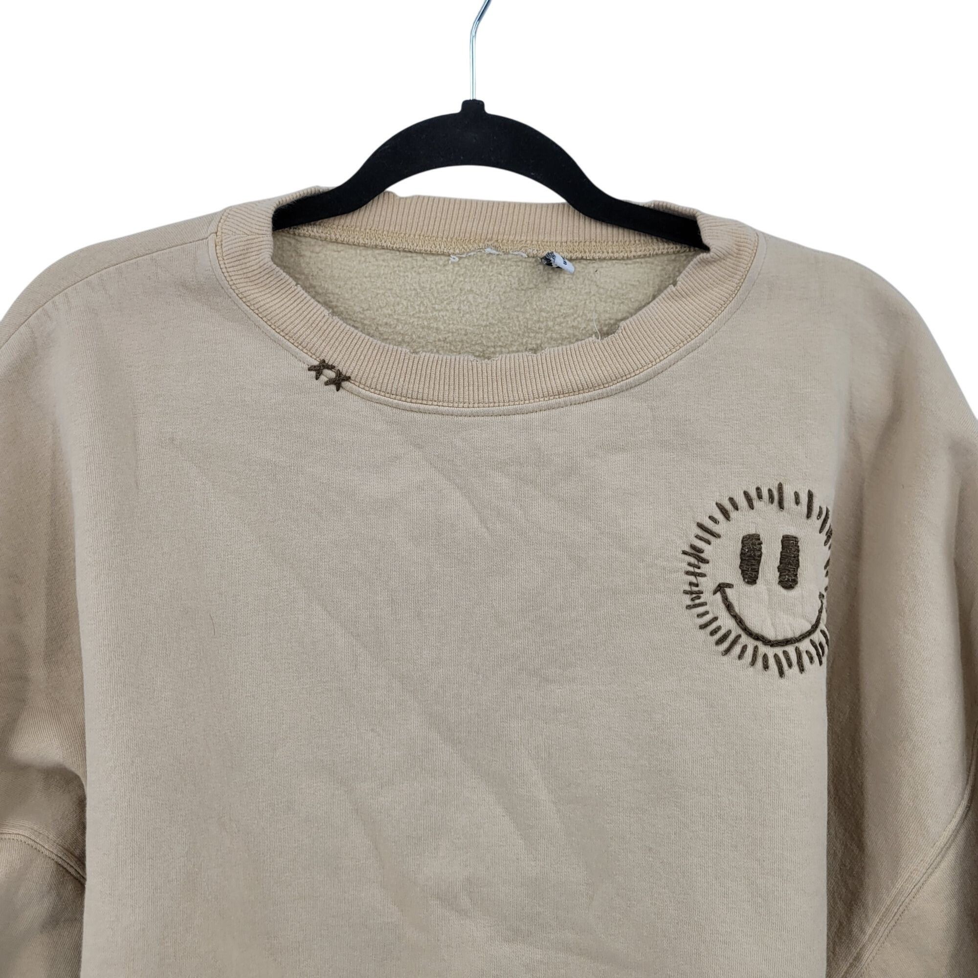 Other ASOS Design Womens Tan Distressed Smiley Embroidered Sweatsh Size M / US 6-8 / IT 42-44 - 5 Thumbnail