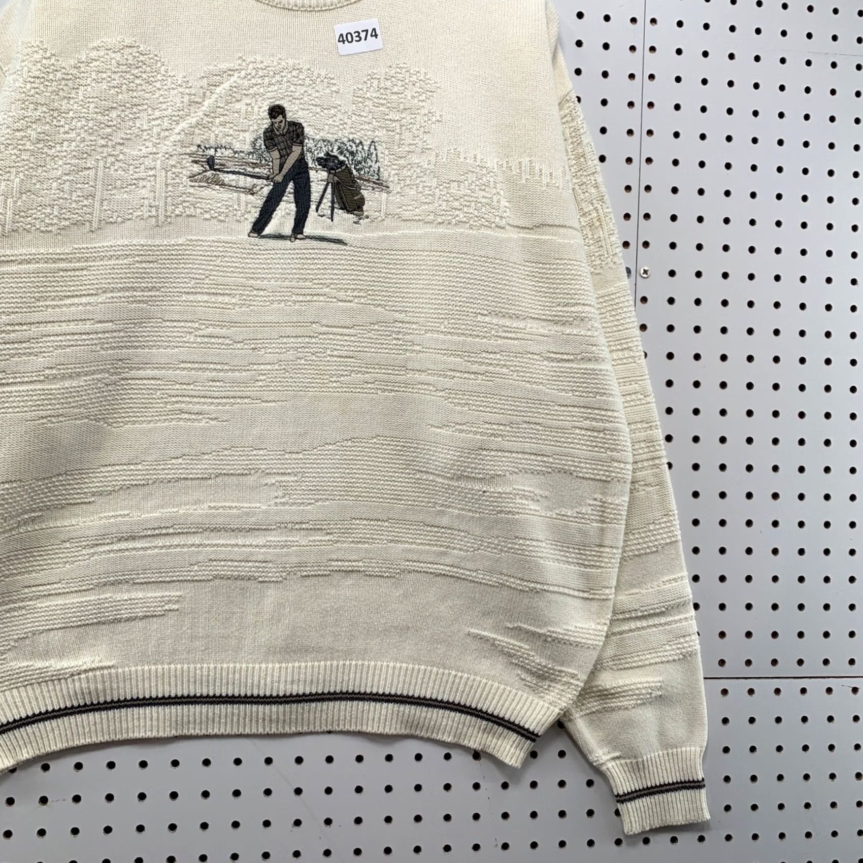 Vintage Pinnacle Golf Knit Sweater Mens XL Beige Ivory Graphic USA 26x27.5 Vintage Size US XL / EU 56 / 4 - 7 Thumbnail