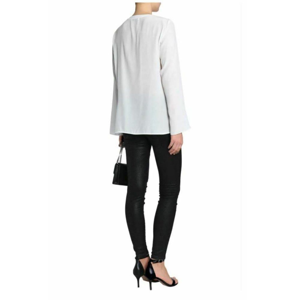 Sandro NWT $325 Sandro Cleo Silk Blouse Lace-up Ecru Size 2 US M Size M / US 6-8 / IT 42-44 - 2 Thumbnail