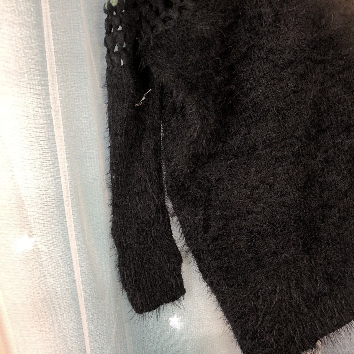 Homespun Knitwear Vintage Hand Made Flower Black Mohair Knitwear #917 Size US S / EU 44-46 / 1 - 7 Thumbnail