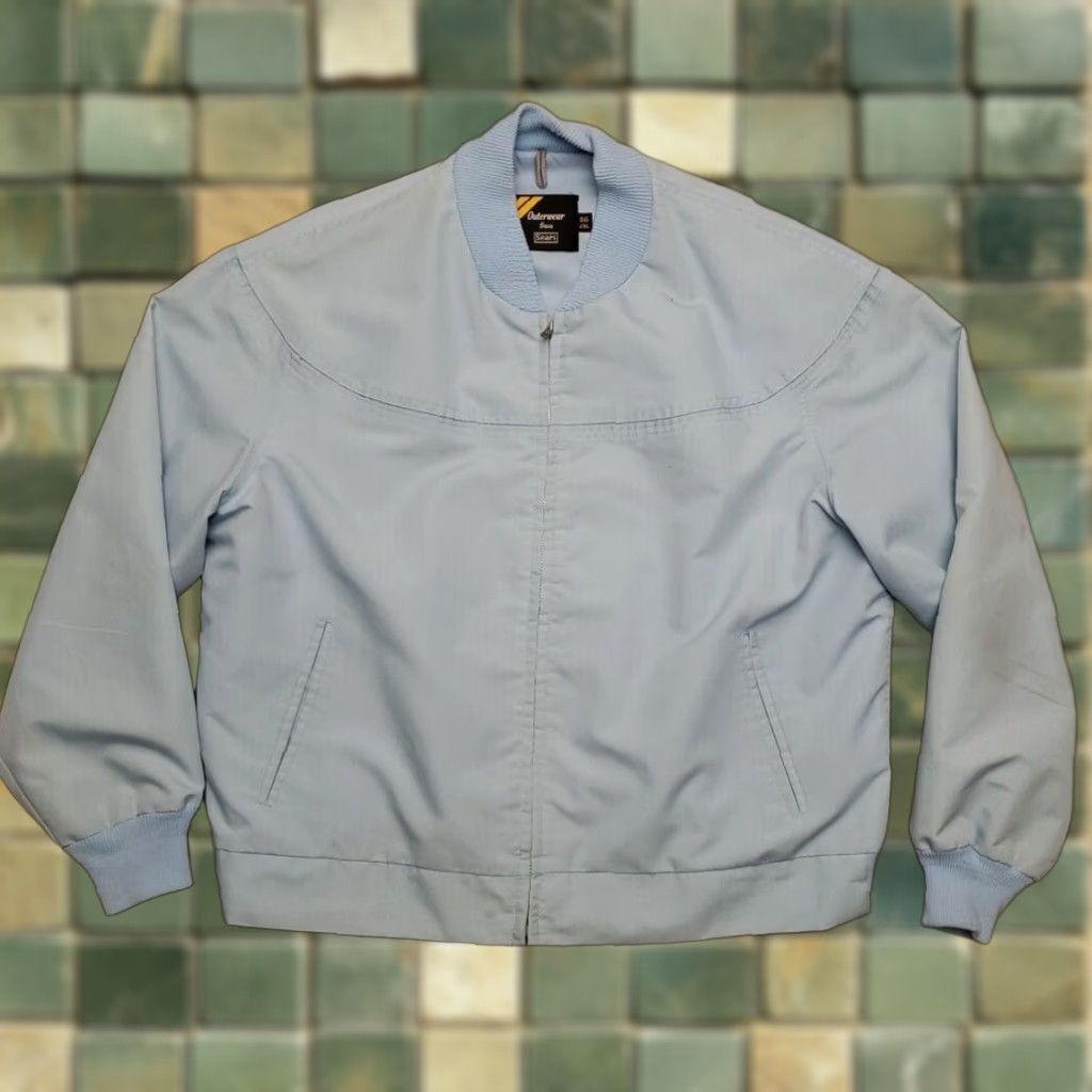 Sears VINTAGE Sears Bomber Jacket Men 2X Big Blue Cotton Blend Wind-Resistant Outdoor Ribbed Poplin 70s 80s Retro Casual Mens Size US XXL / EU 58 / 5 - 1 Thumbnail